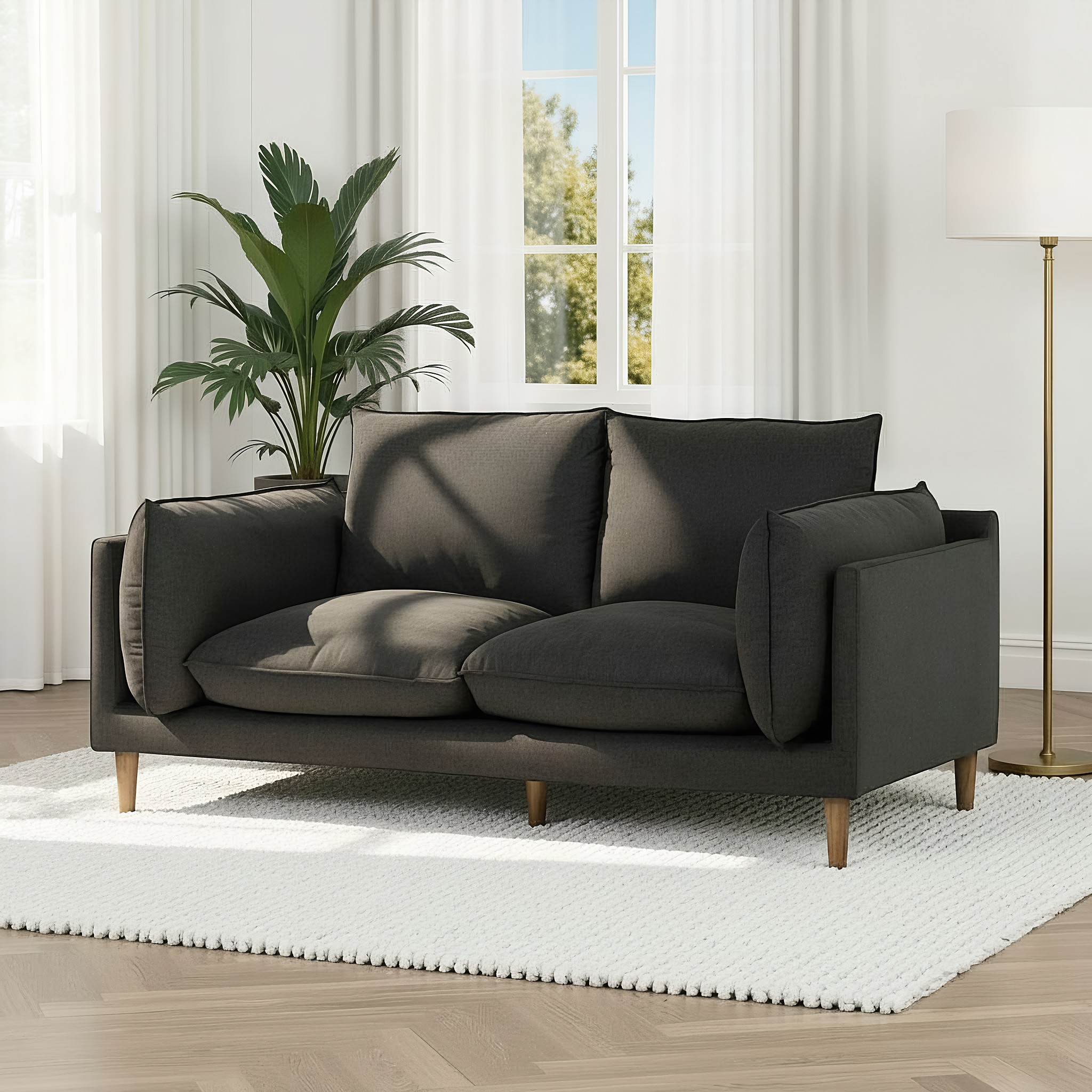 Alina 2 Seater Sofa, Charcoal