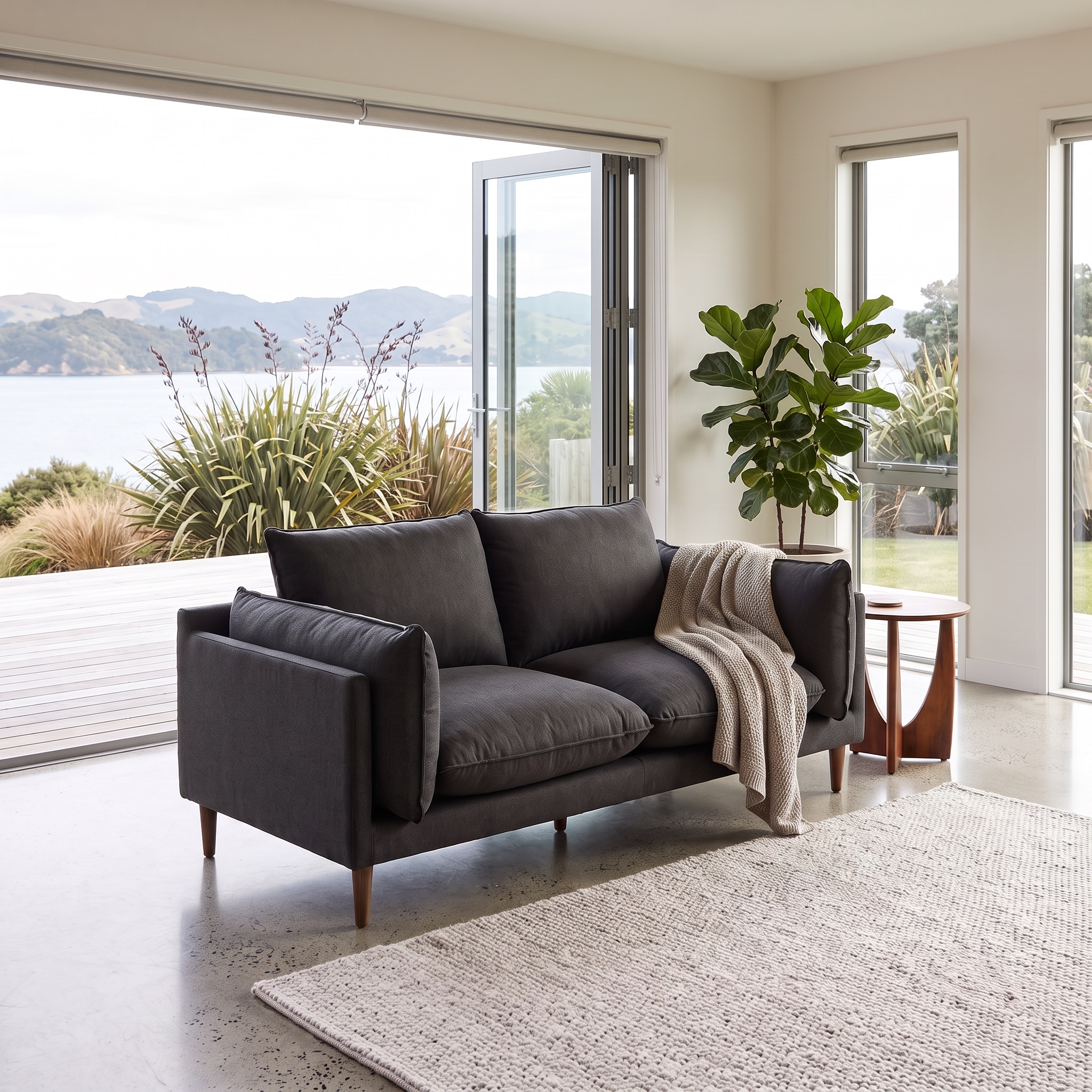 Alina 2 Seater Sofa, Charcoal