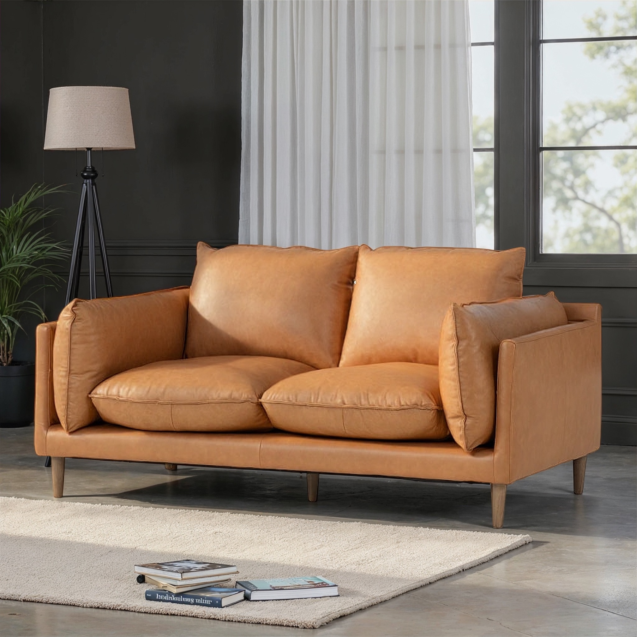 Alina 2 Seater Leather Sofa, Tan