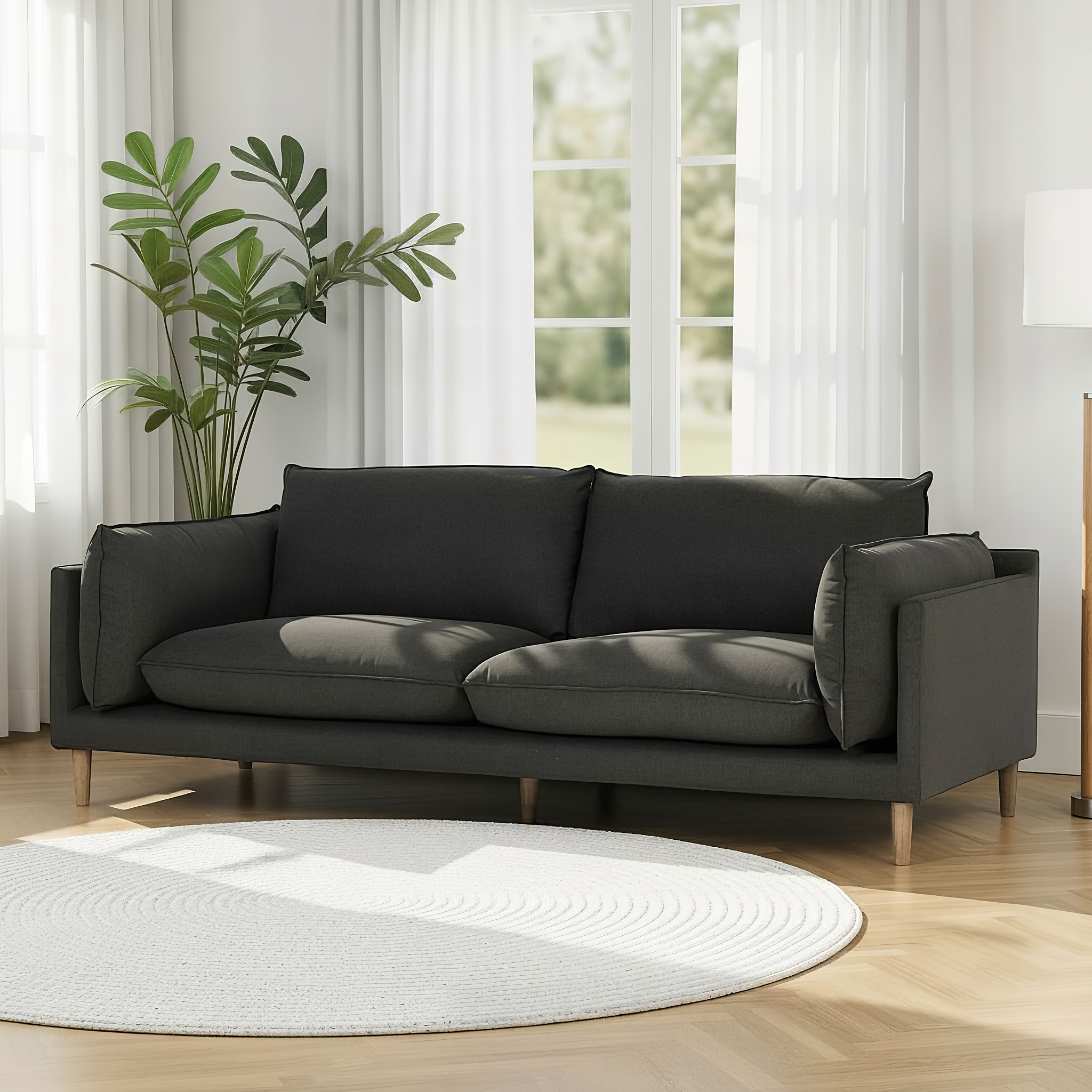 Alina 3 Seater Sofa, Charcoal