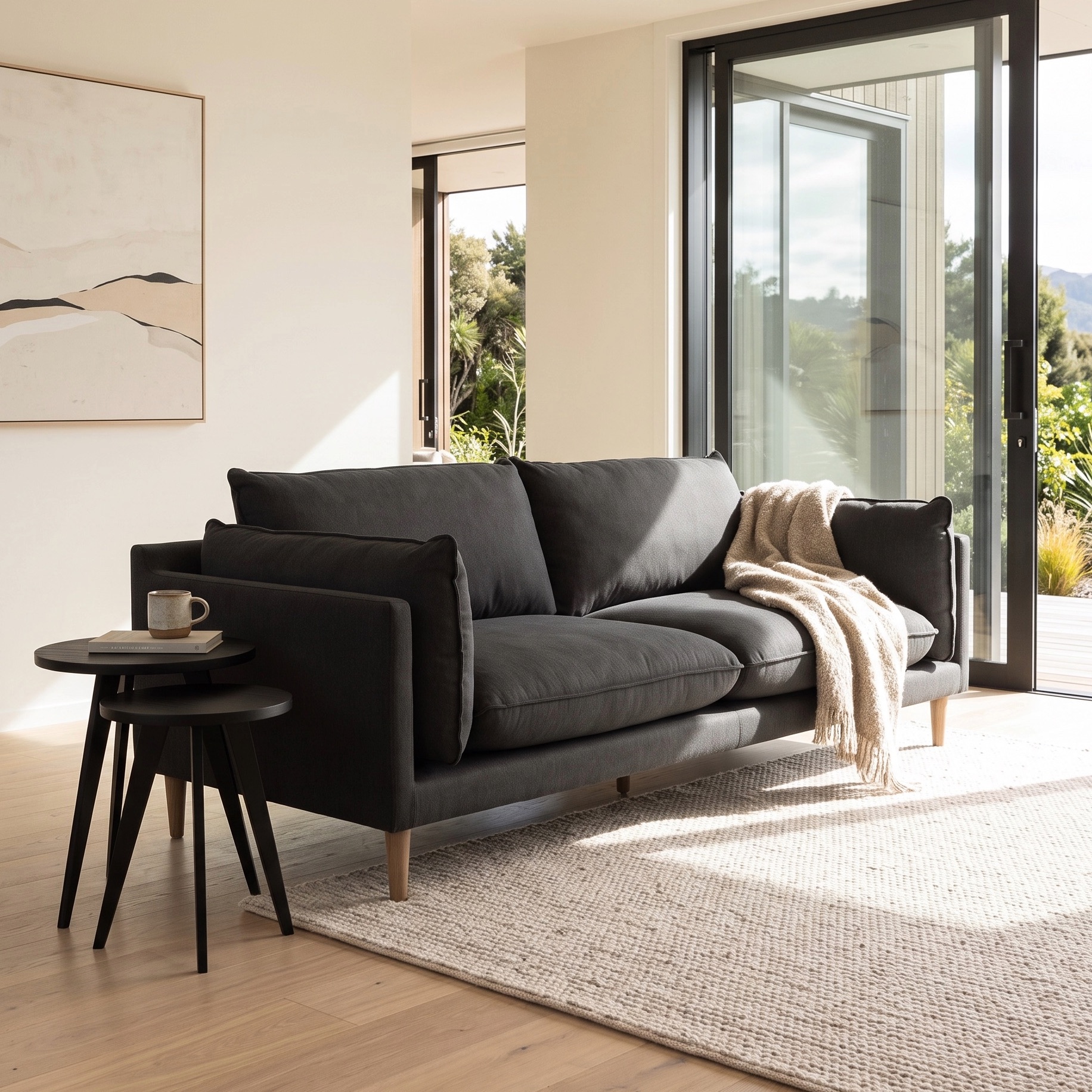 Alina 3 Seater Sofa, Charcoal