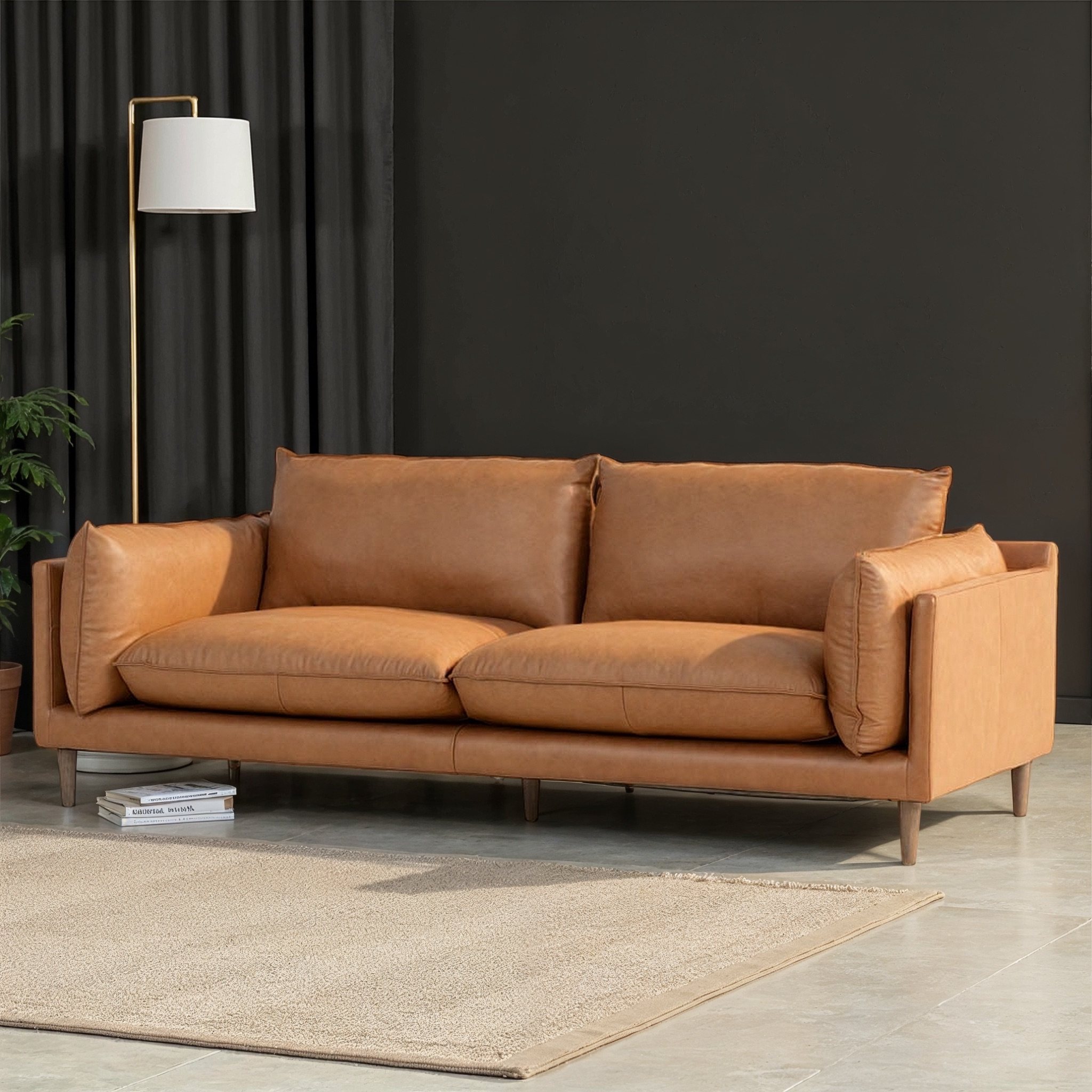 Alina 3 Seater Leather Sofa, Tan
