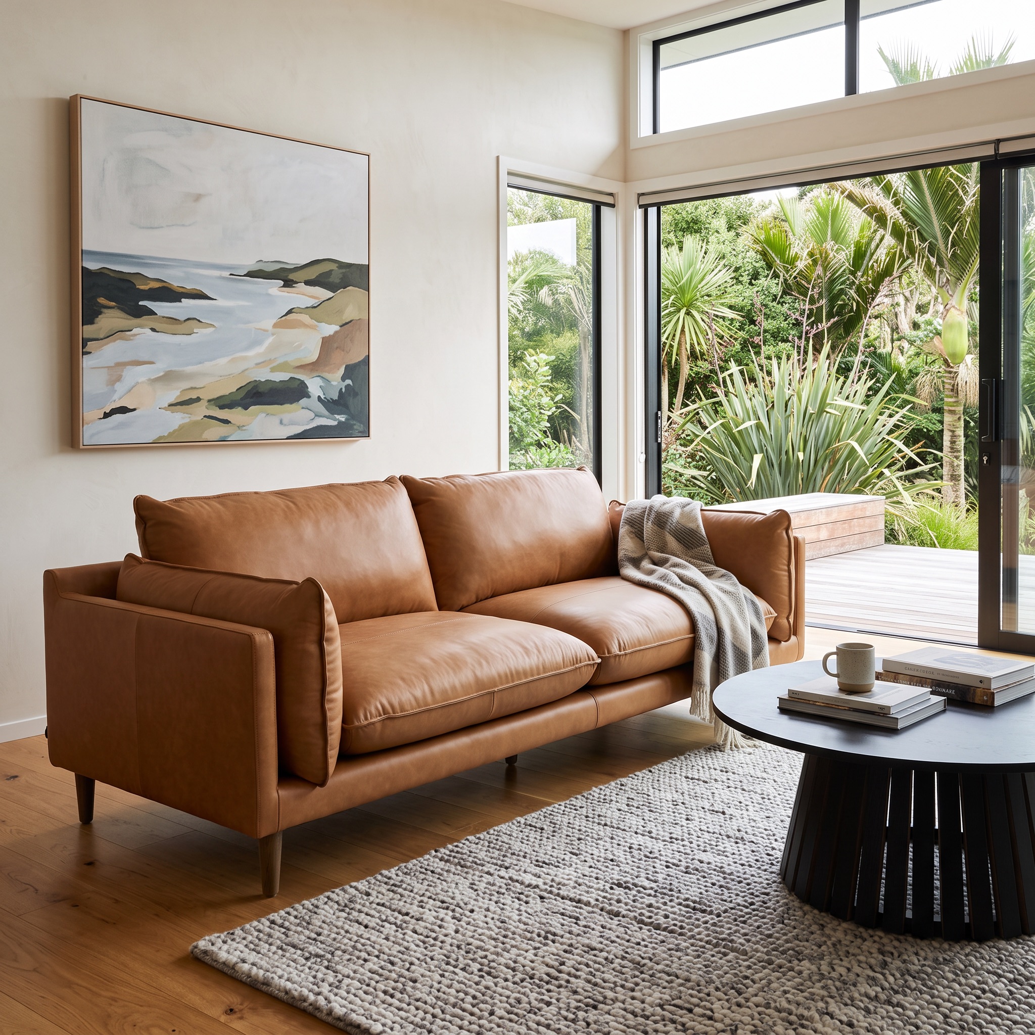 Alina 3 Seater Leather Sofa, Tan