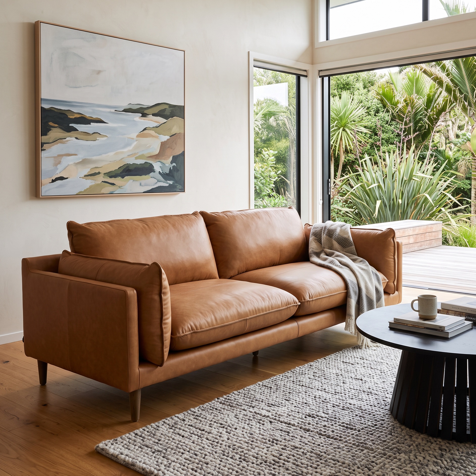 Alina 3 Seater Leather Sofa, Tan
