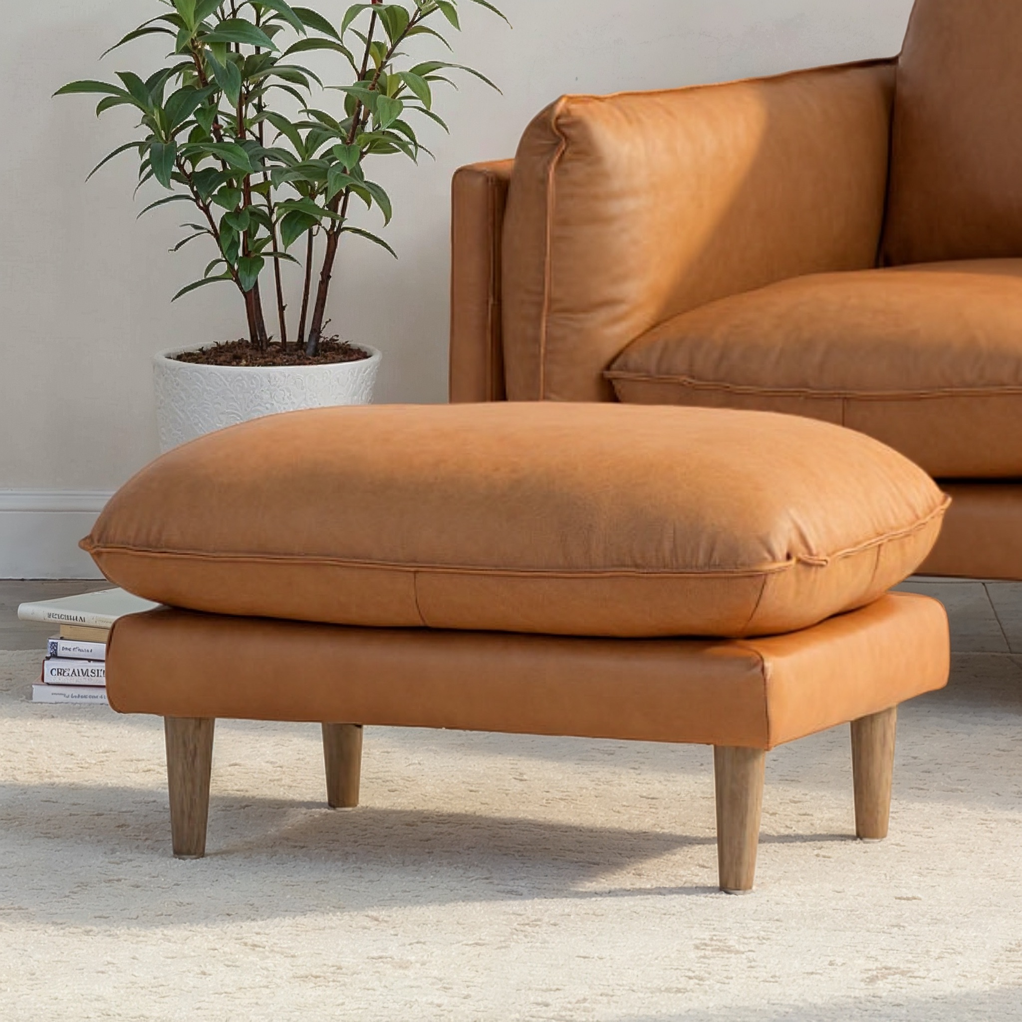 Alina Ottoman Leather, Tan