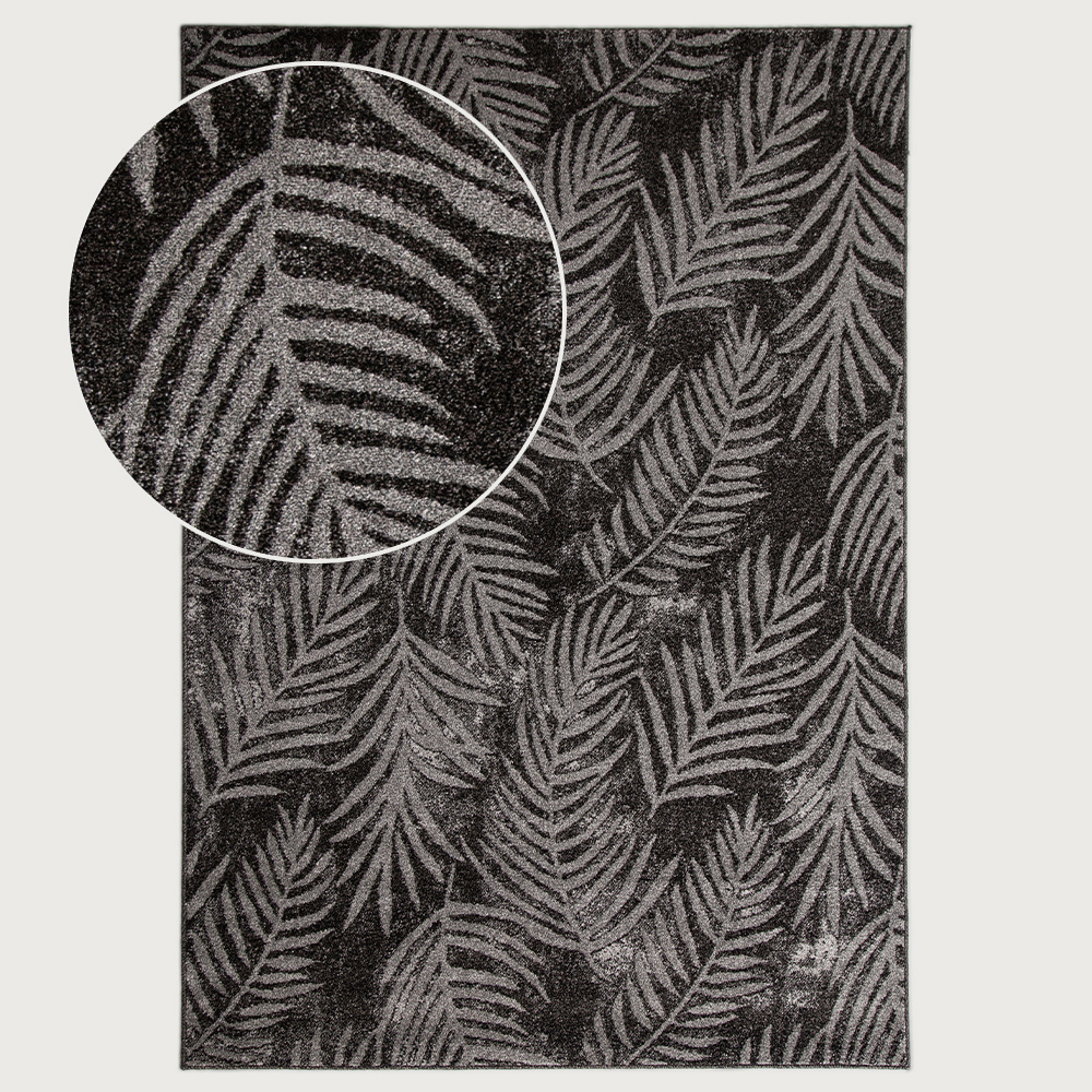 Signature Rugs Asana Botanica Rug - 160 x 230 cm, Black/Light Grey