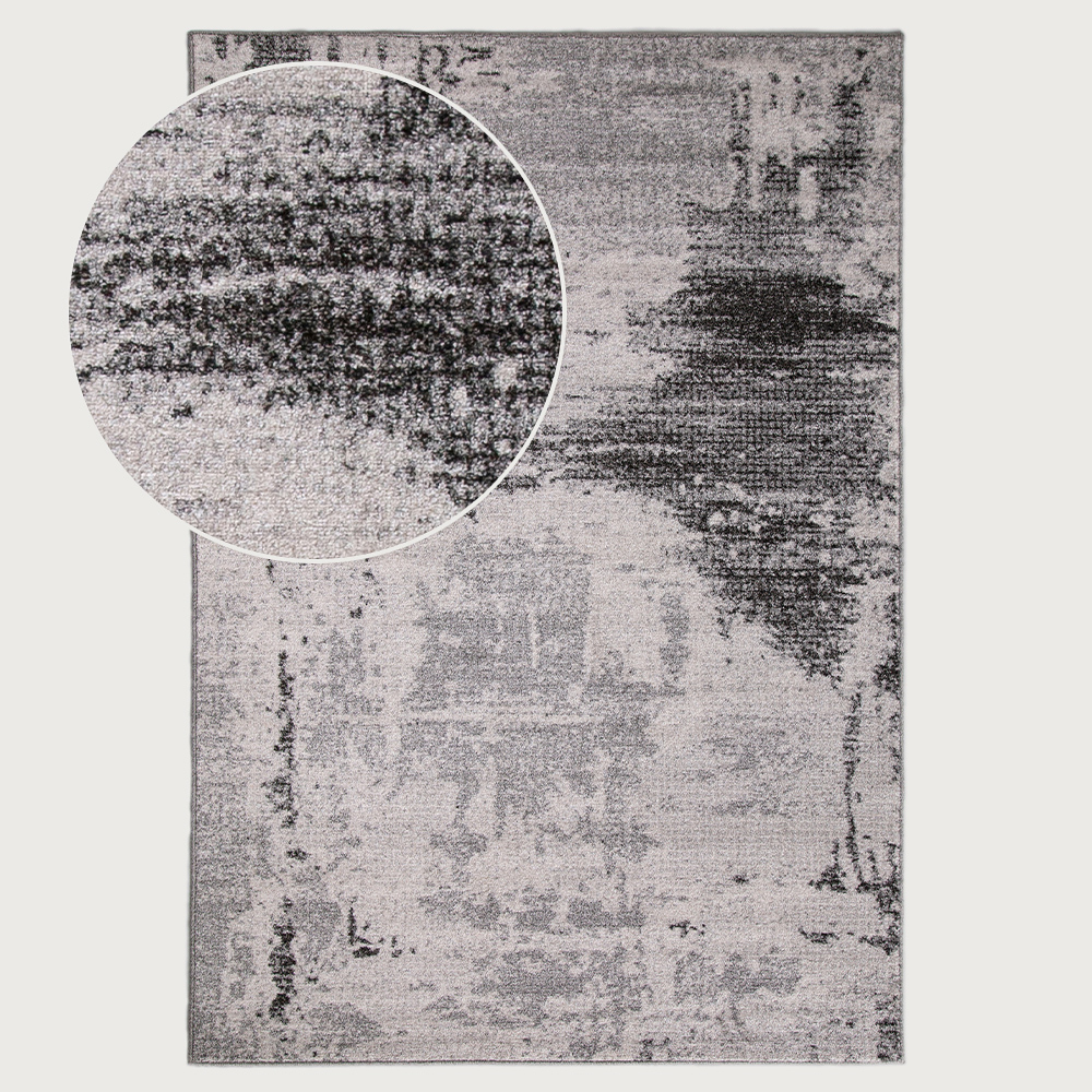 Signature Rugs Asana Vintage Rug - 200 x 300 cm, Light Grey/Black