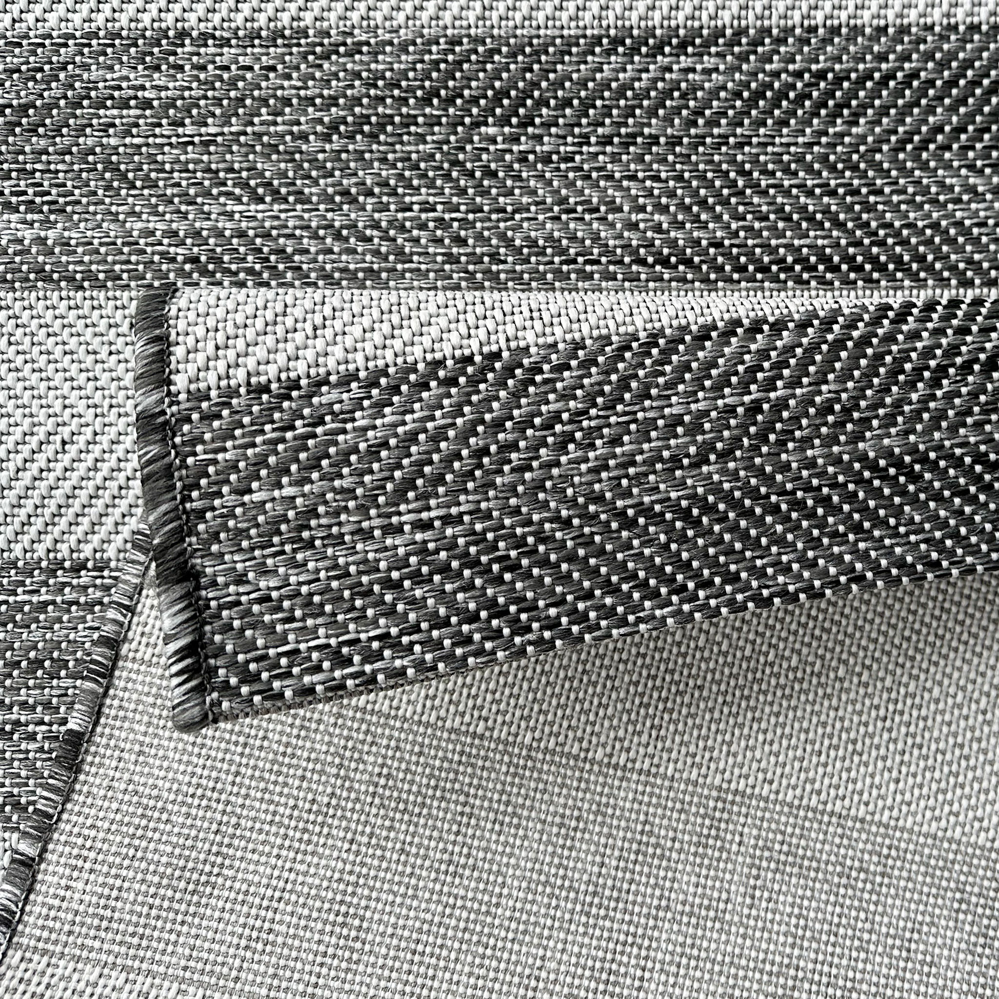 Signature Rugs Coast Outdoor Stripe Rug - 120 x 170 cm, Charcoal/White