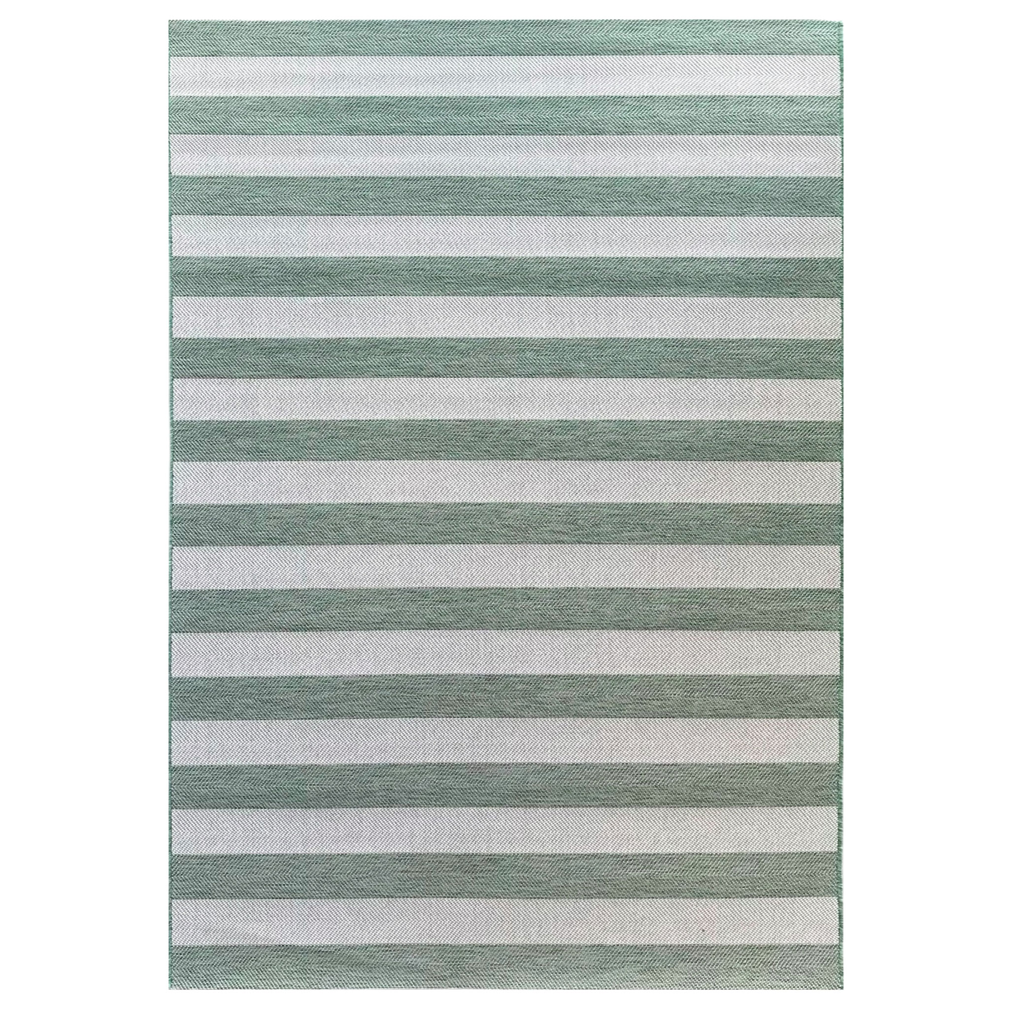 Signature Rugs Coast Outdoor Stripe Rug - 120 x 170 cm, Green/White