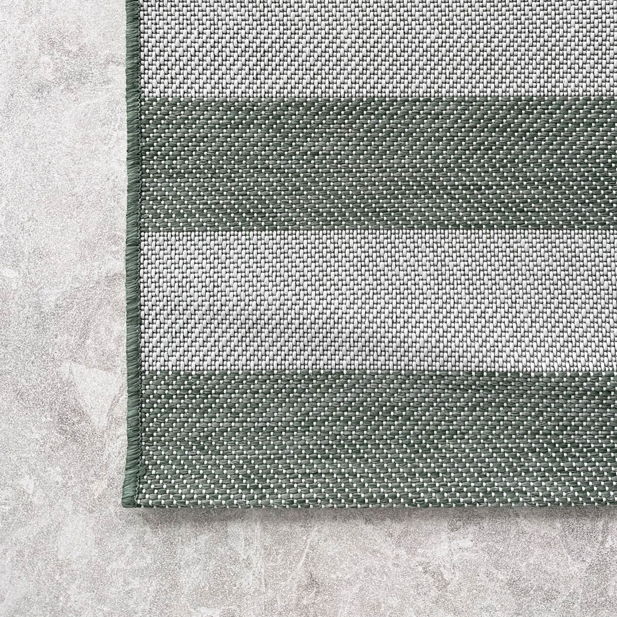 Signature Rugs Coast Outdoor Stripe Rug - 120 x 170 cm, Green/White