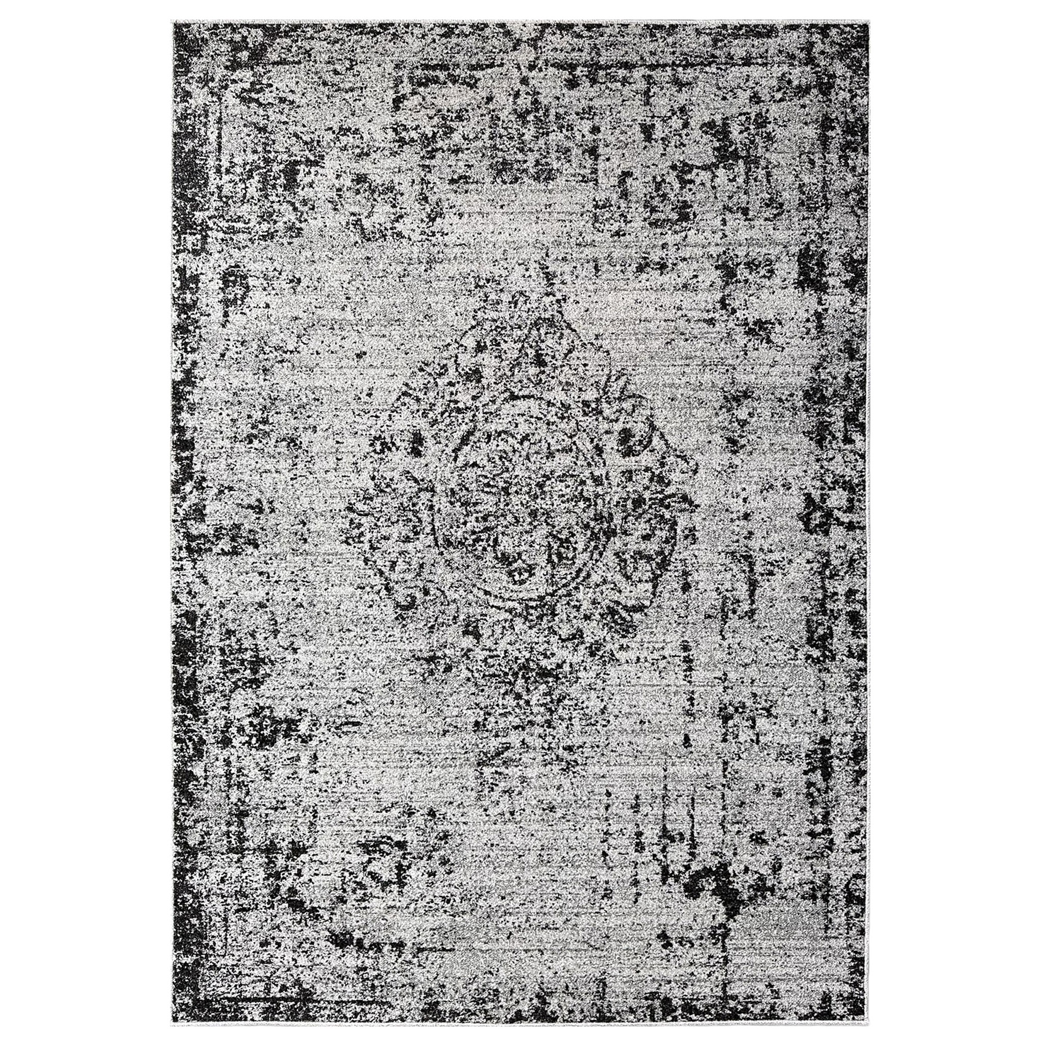 Signature Rugs Otto Vintage Medallion Rug - 200 x 300 cm, Grey/Black