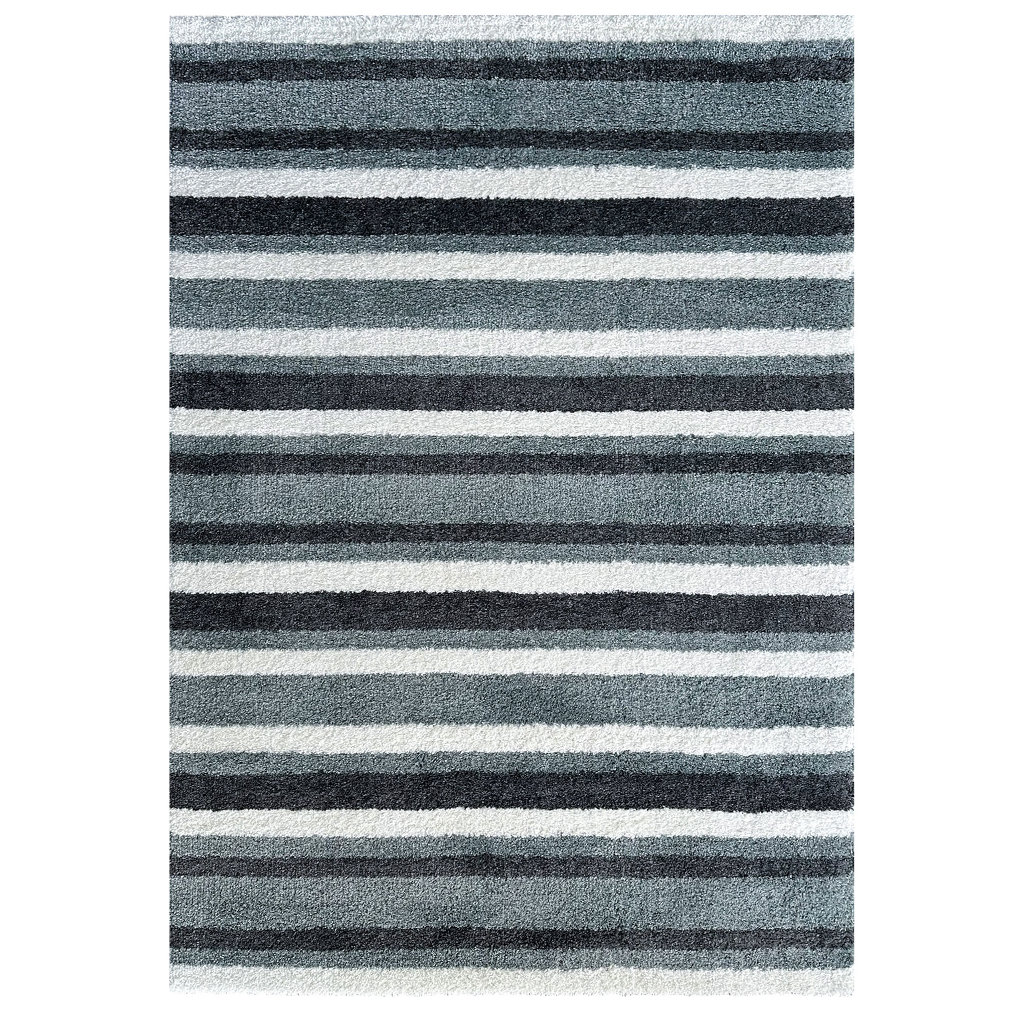 Signature Rugs Laine Stripe Rug  - 200 x 290 cm, Smoke Blue/Grey