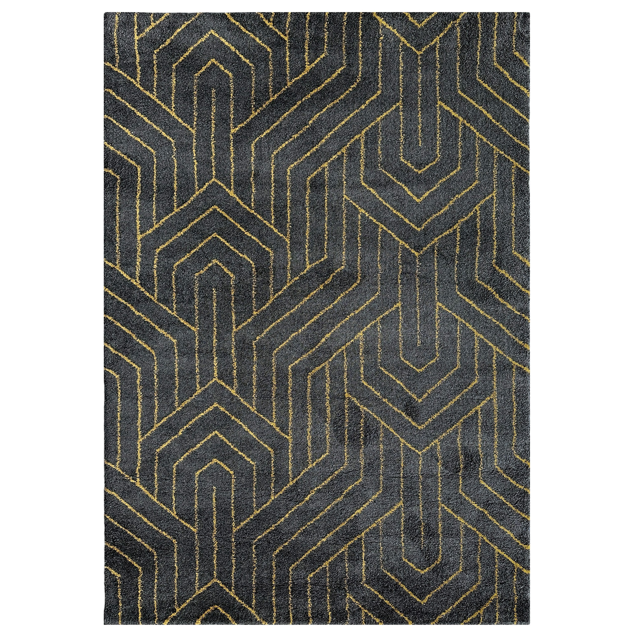 Signature Rugs Aida Deco Rug - 200 x 290 cm, Black & Gold