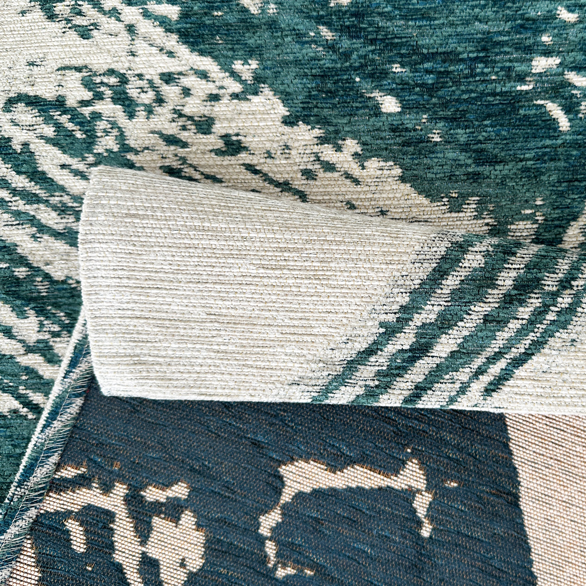 Signature Rugs Aubrey Brassa Rug - 200 x 290 cm, Teal/Beige