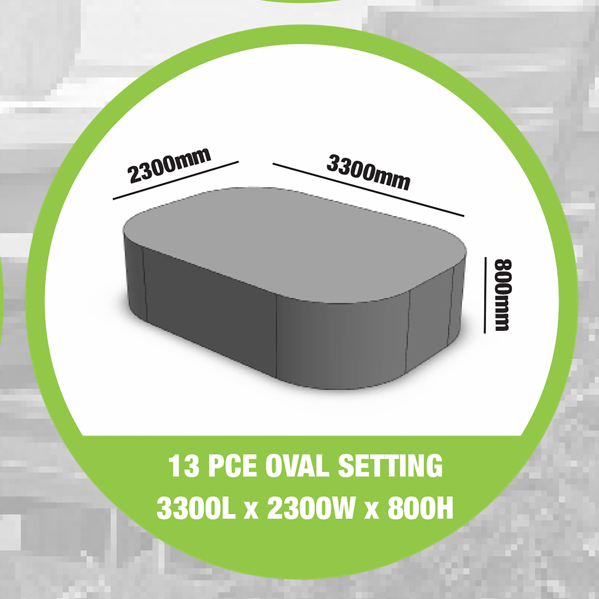 Furniture Cover Oval Outdoor Furniture Cover - 13 Piece, Light Grey