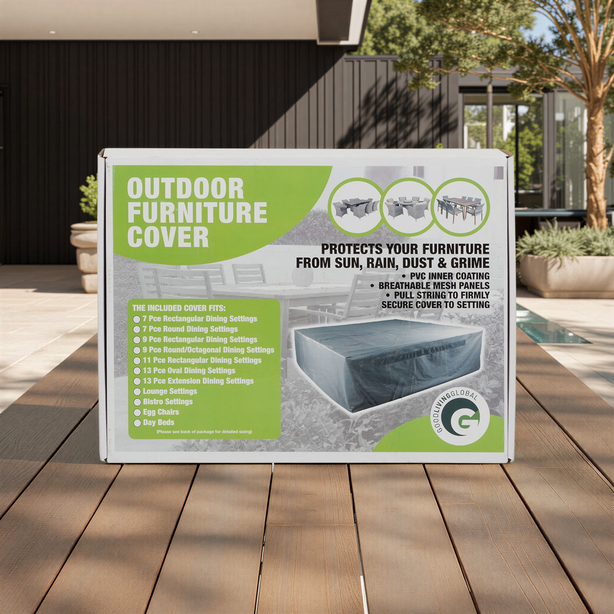 Furniture Cover Oval Outdoor Furniture Cover - 13 Piece, Light Grey