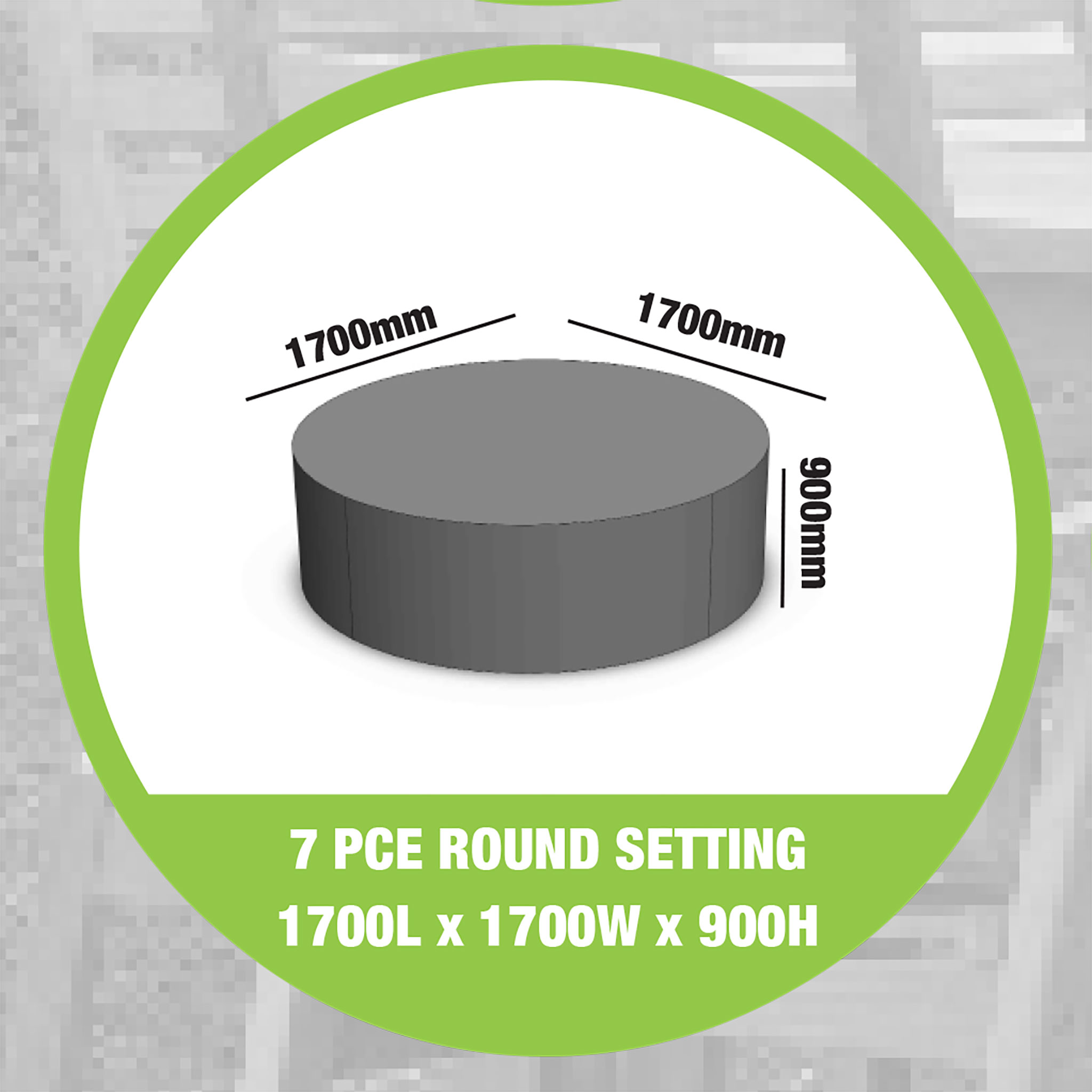 Furniture Cover Round Outdoor Furniture Cover - 7 Piece, Light Grey