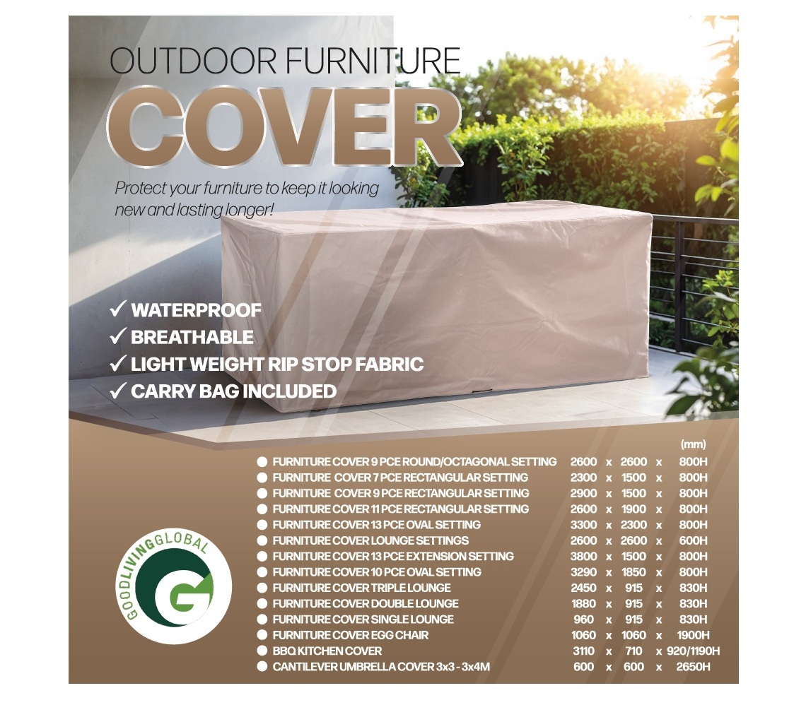 Furniture Cover Premium Outdoor - 13 Piece Extension Setting, Taupe