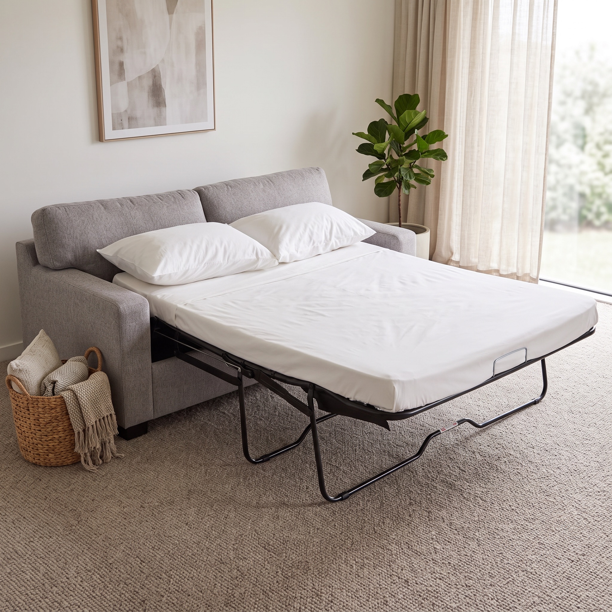 Baxter Sofa Bed, Light Grey