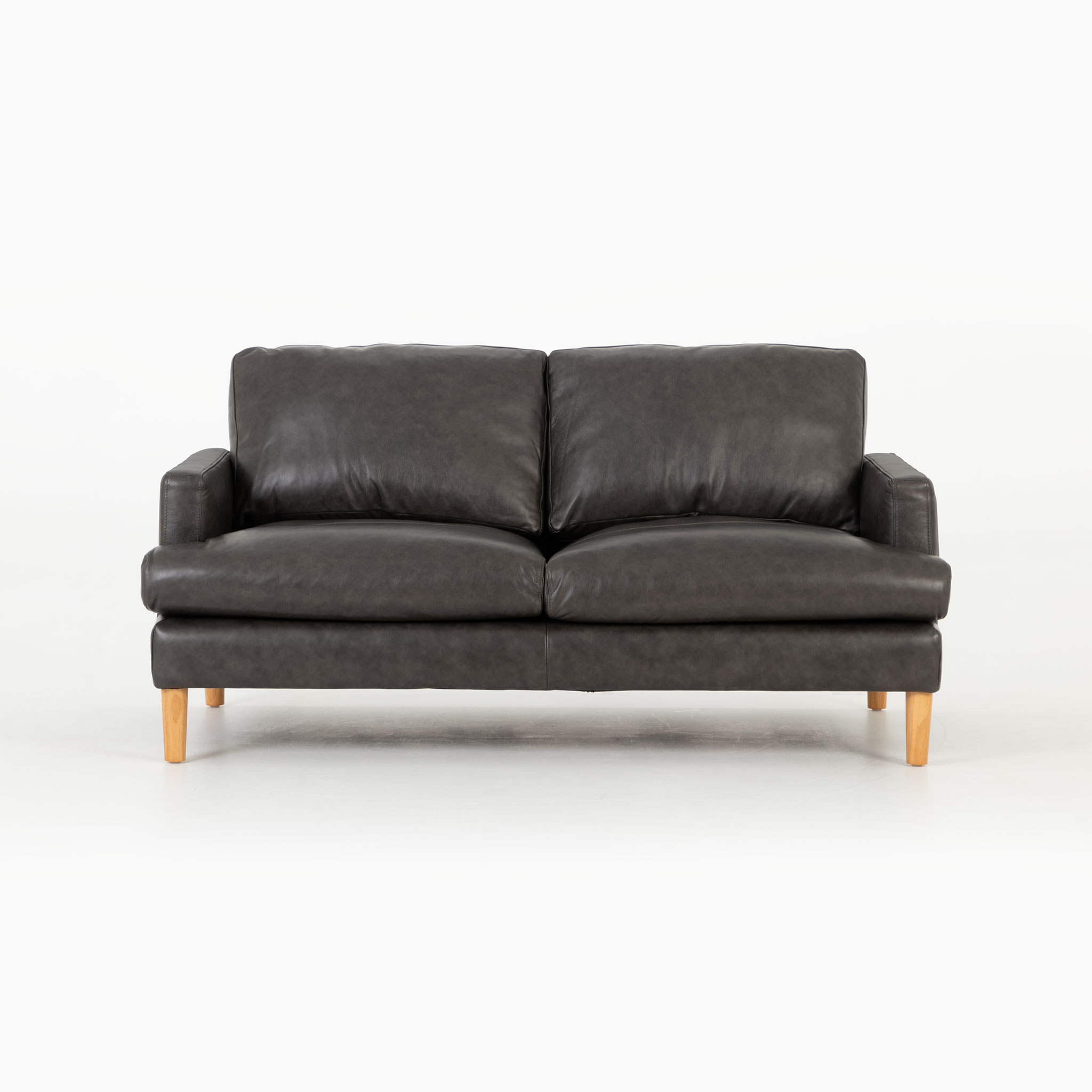 Brooklyn 2 Seater Leather Sofa, Black