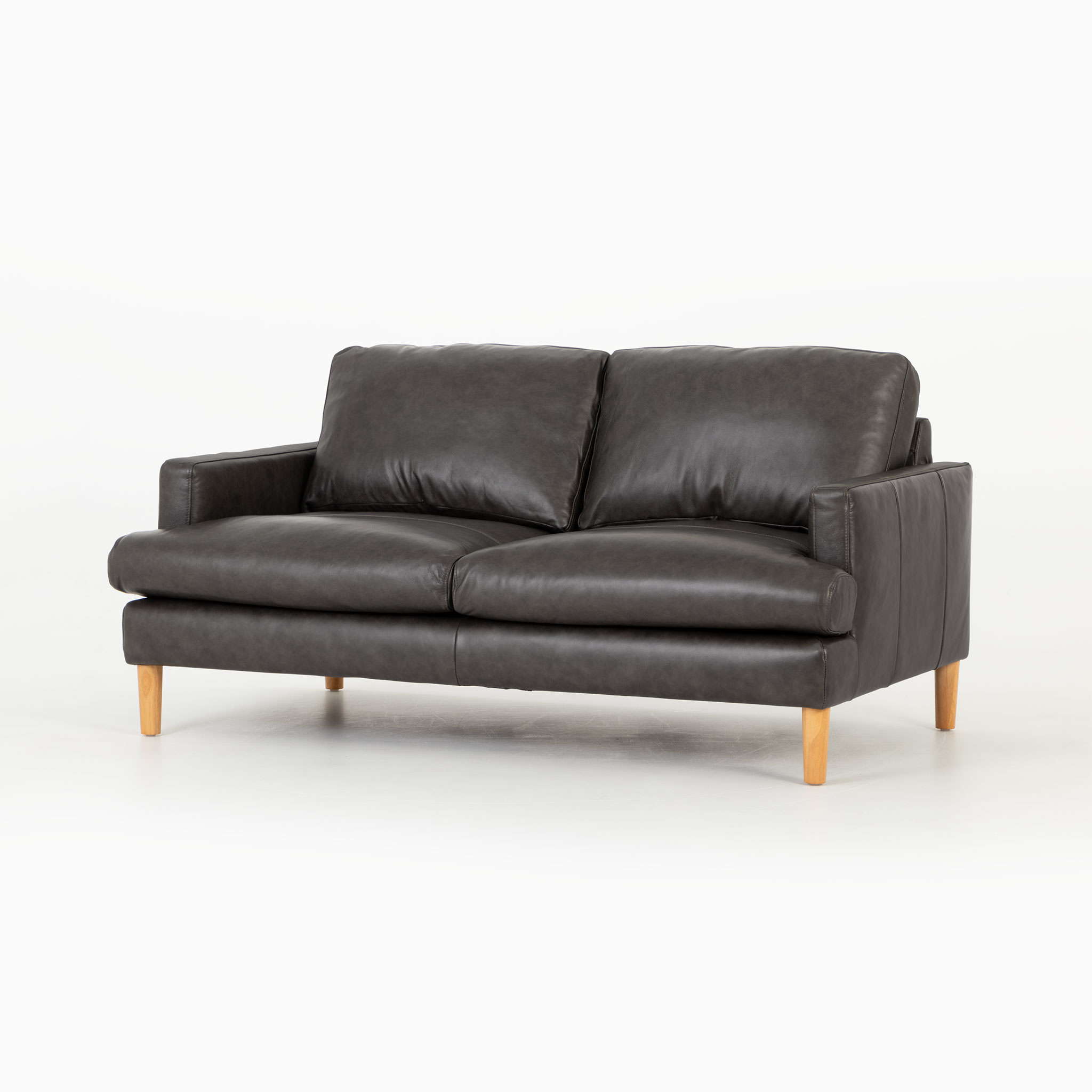 Brooklyn 2 Seater Leather Sofa, Black
