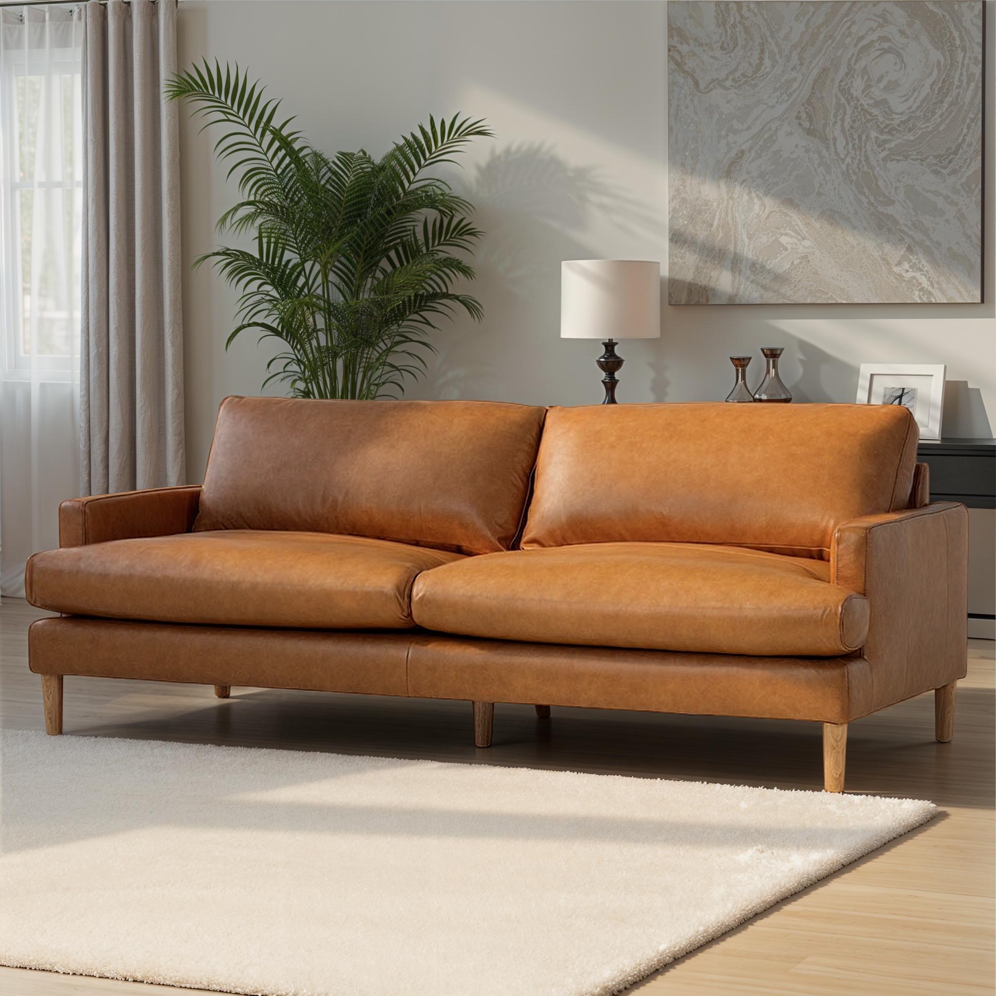 Brooklyn 3 Seater Leather Sofa, Tan