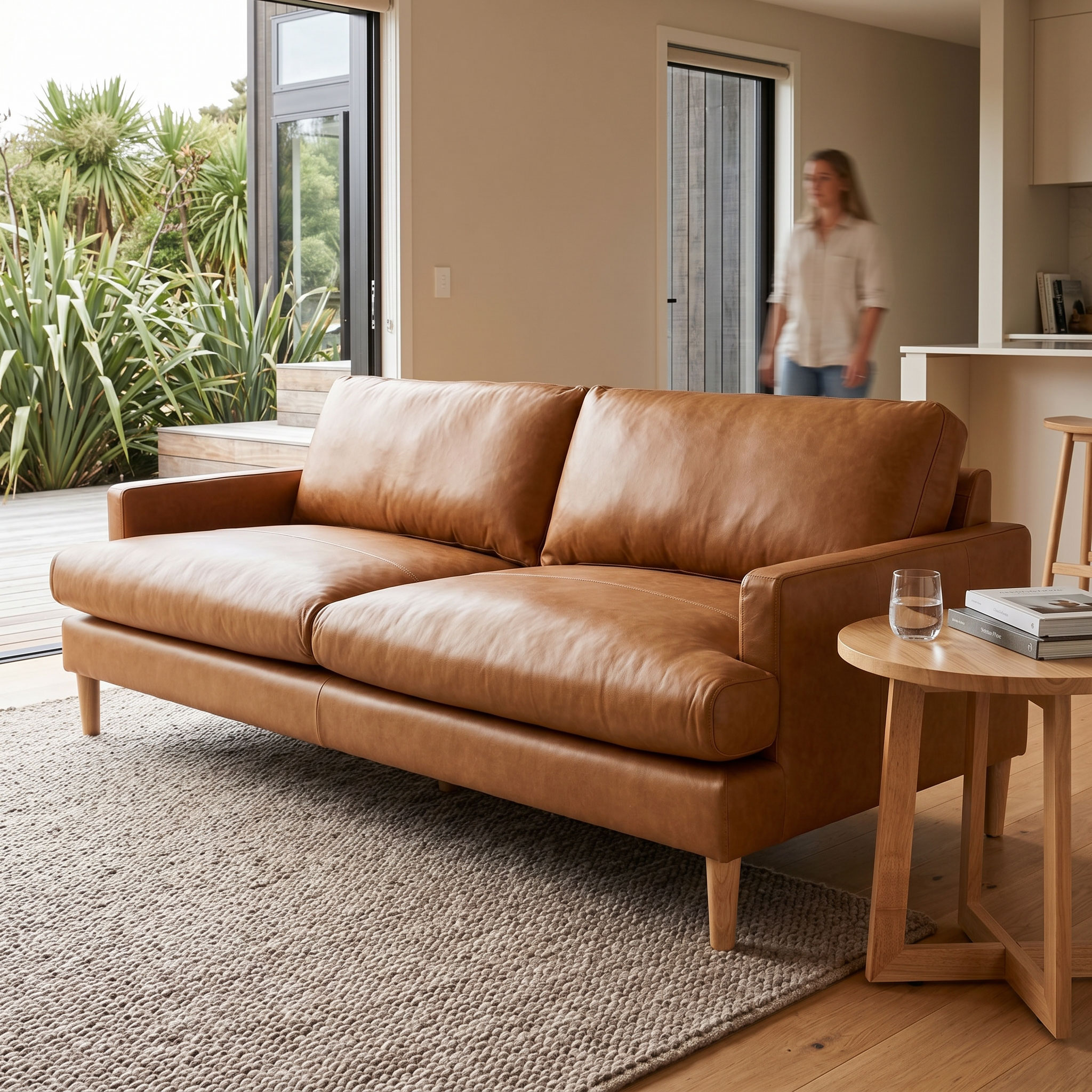 Brooklyn 3 Seater Leather Sofa, Tan