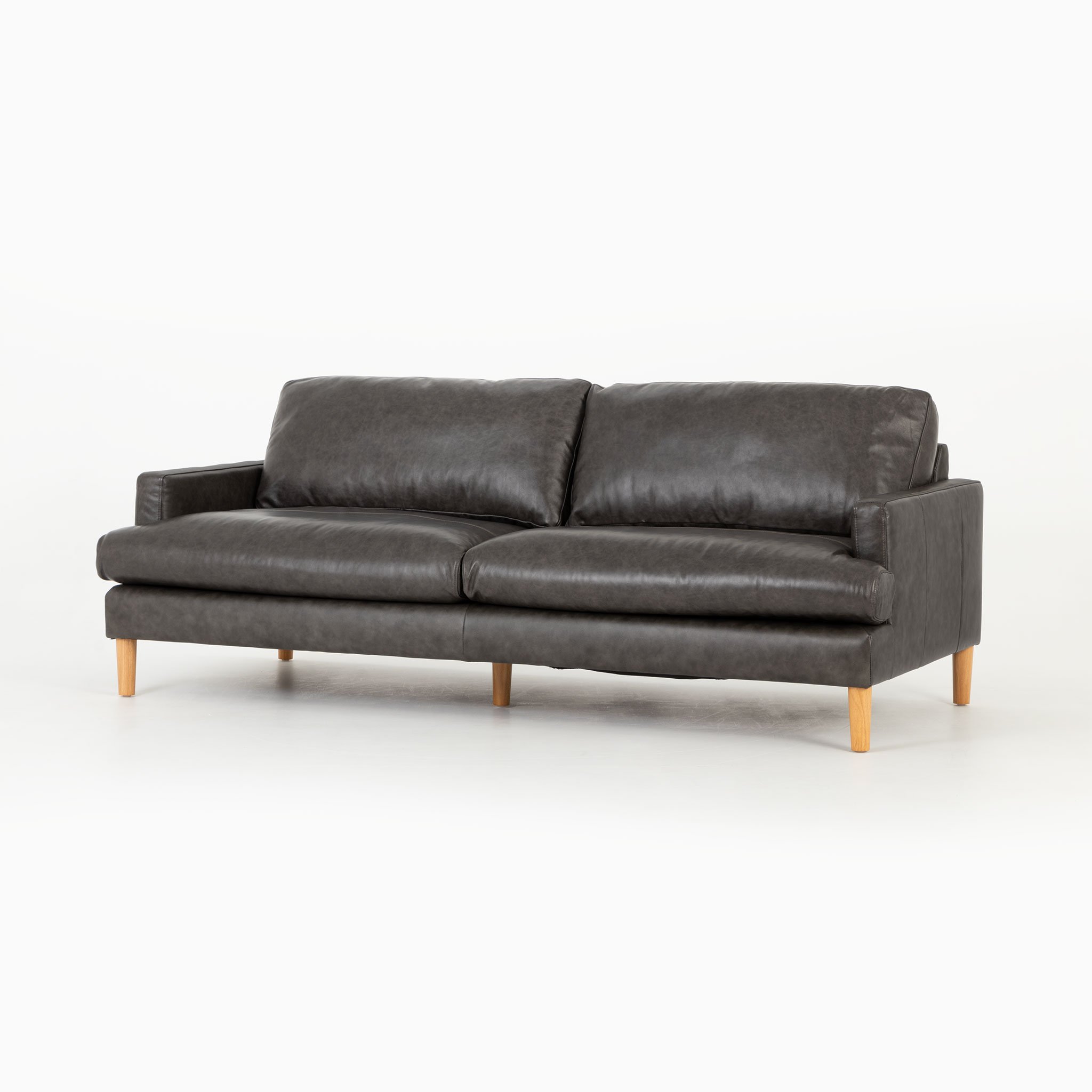 Brooklyn 3 Seater Leather Sofa, Black