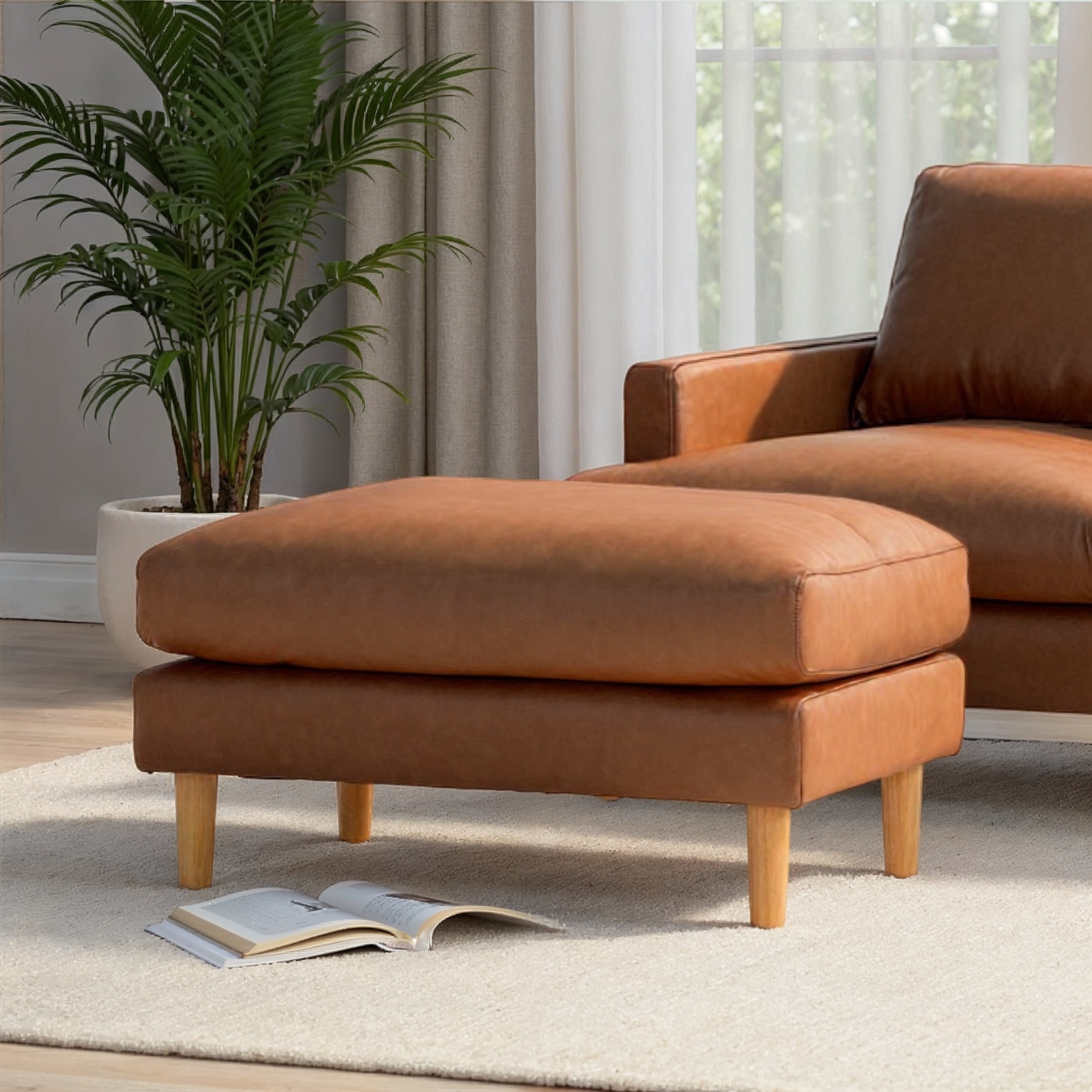 Brooklyn Ottoman Leather, Mocha