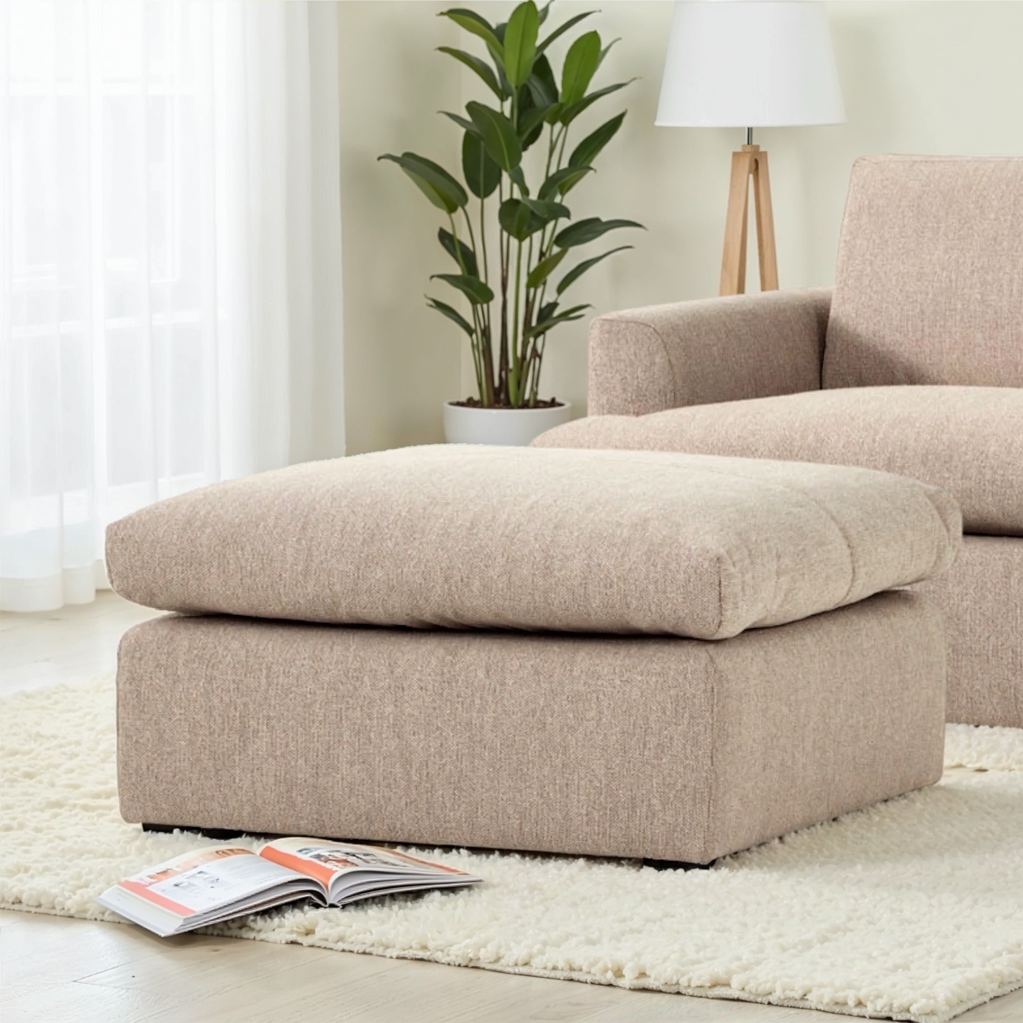 Ashleigh Modular Ottoman, Taupe