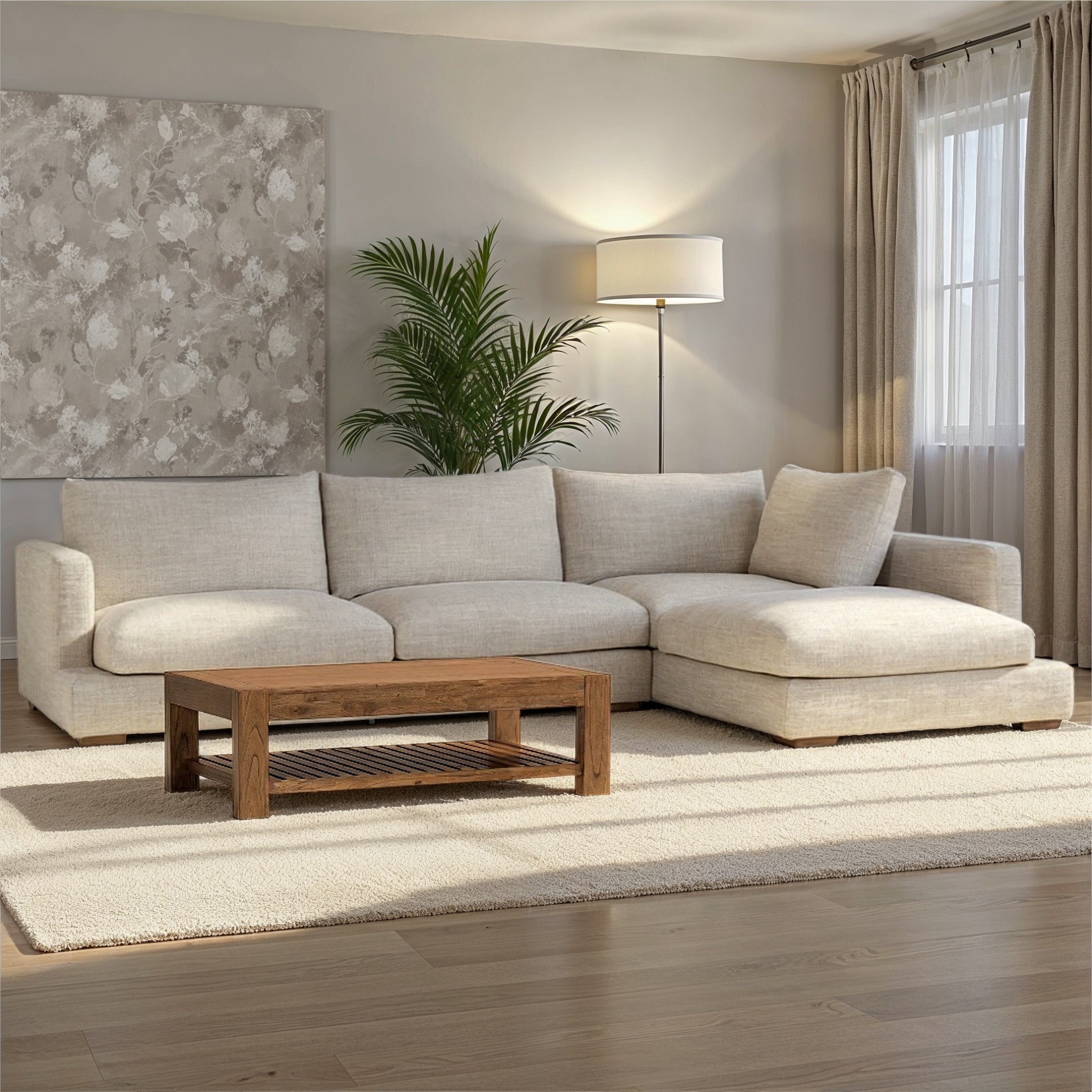 Stellar Right Hand Facing Chaise Sofa, Light Grey