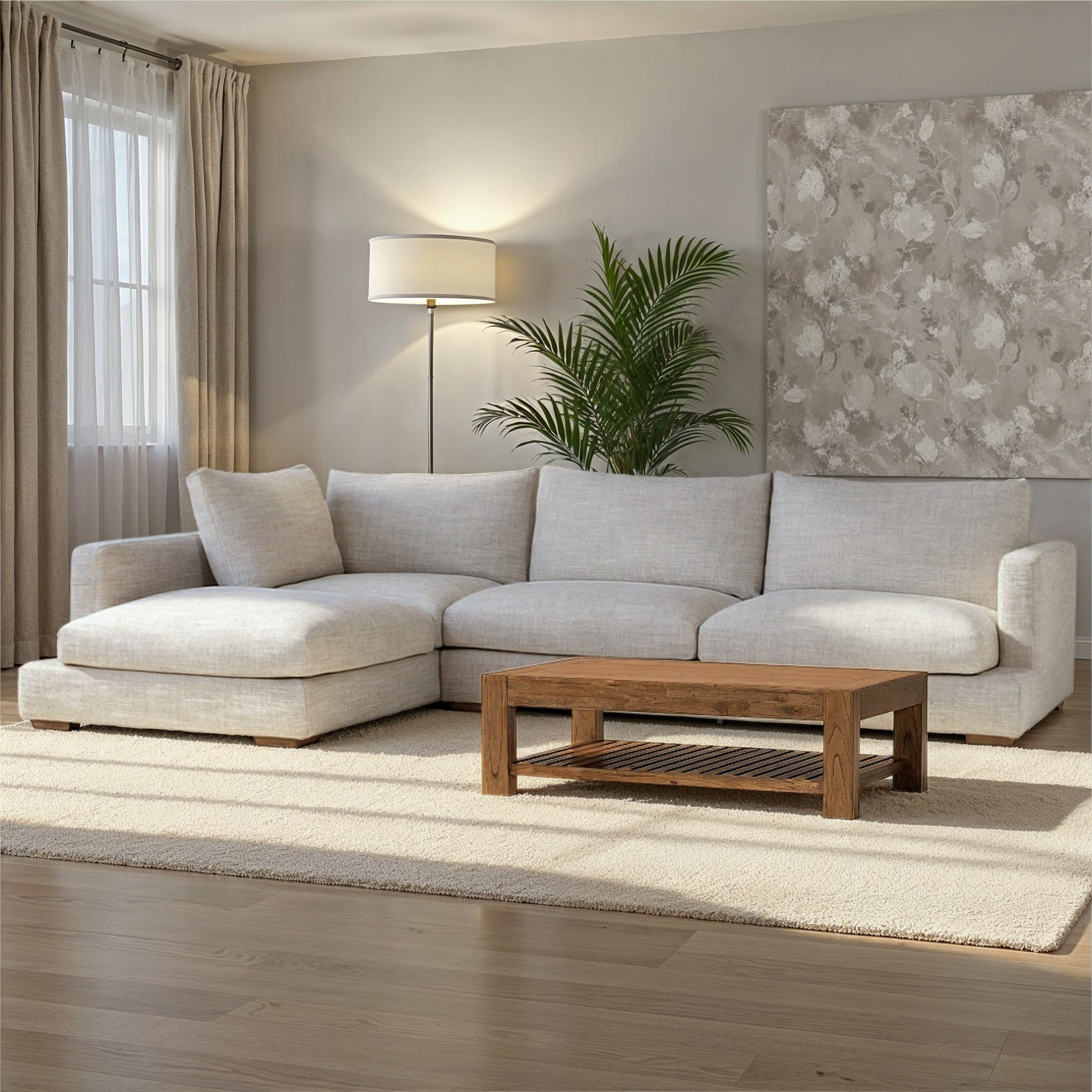 Stellar Left Hand Facing Chaise Sofa, Light Grey