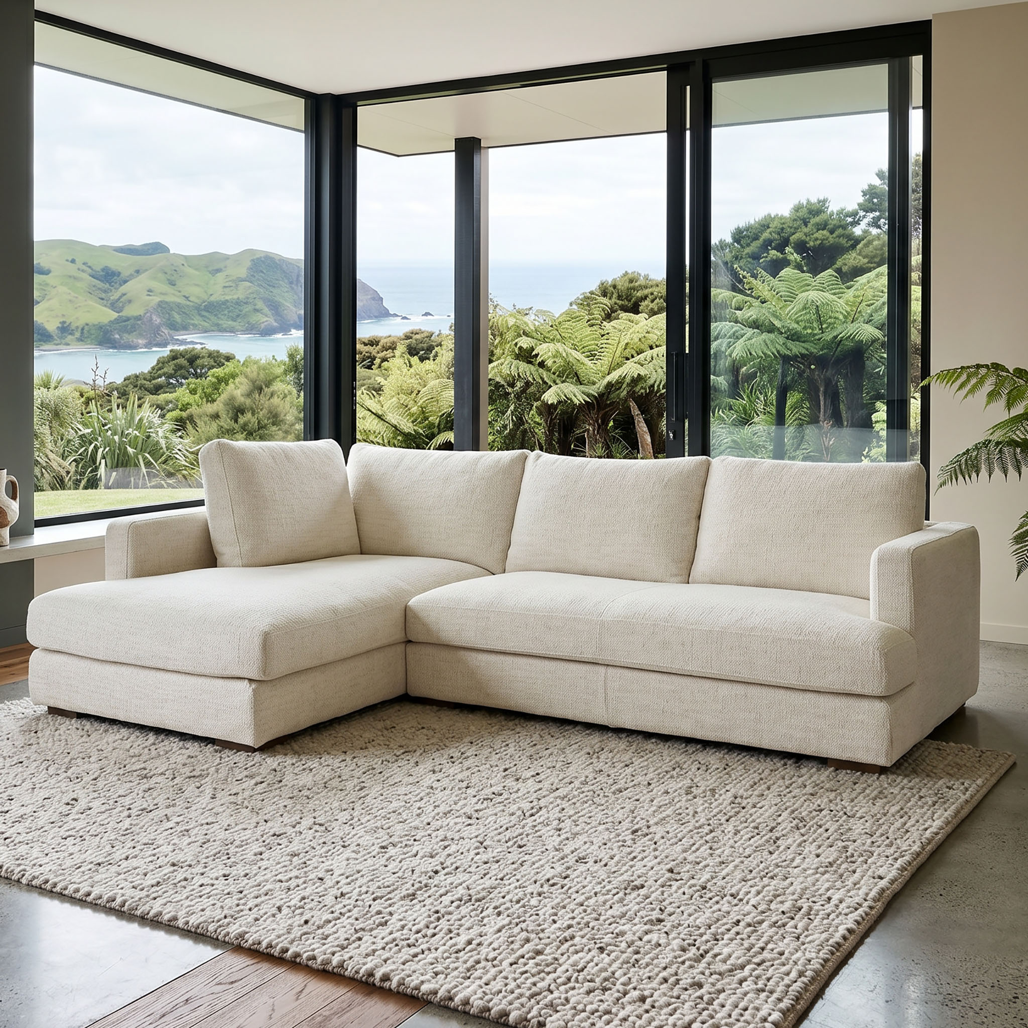 Verona Left Hand Facing Chaise Sofa, Ivory