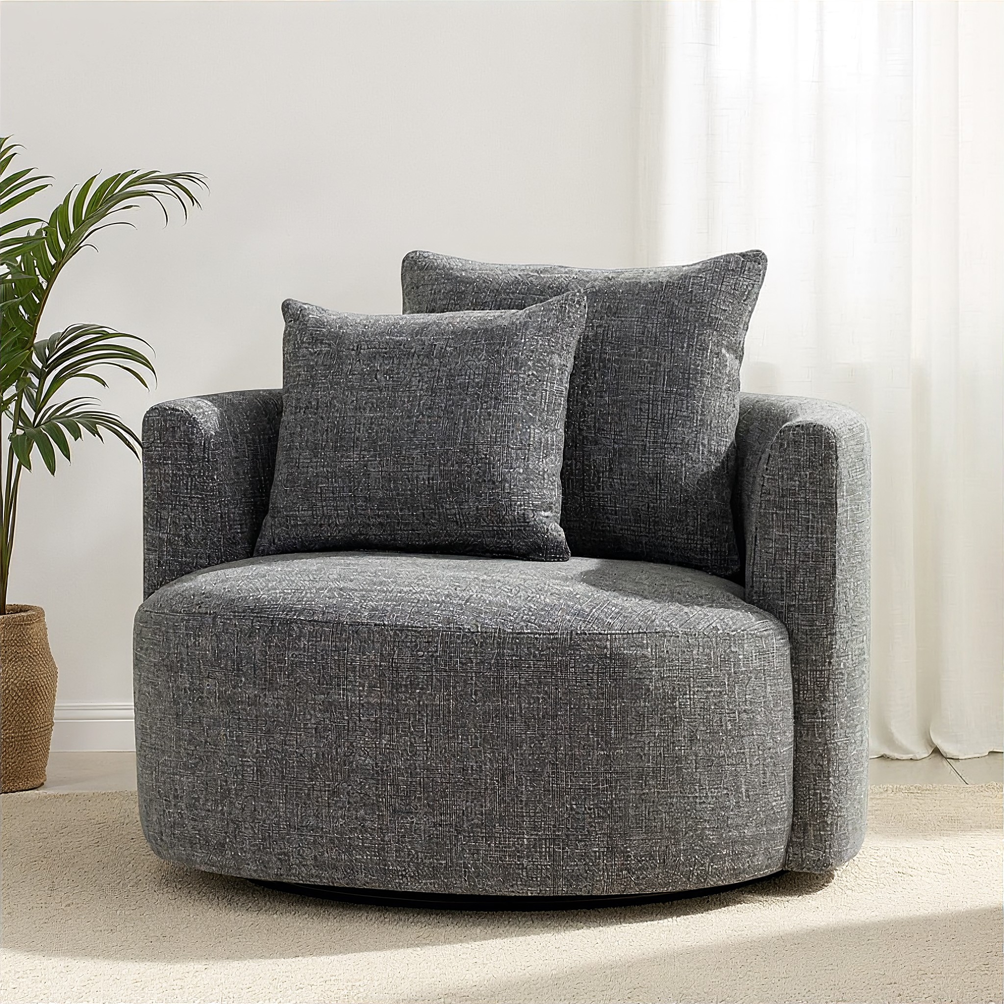 McKenna Swivel Chair, Charcoal