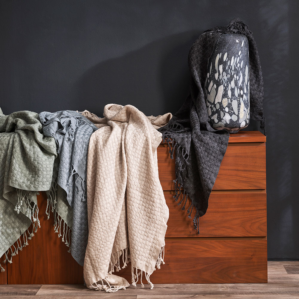 Ollo Capri Throw, Charcoal