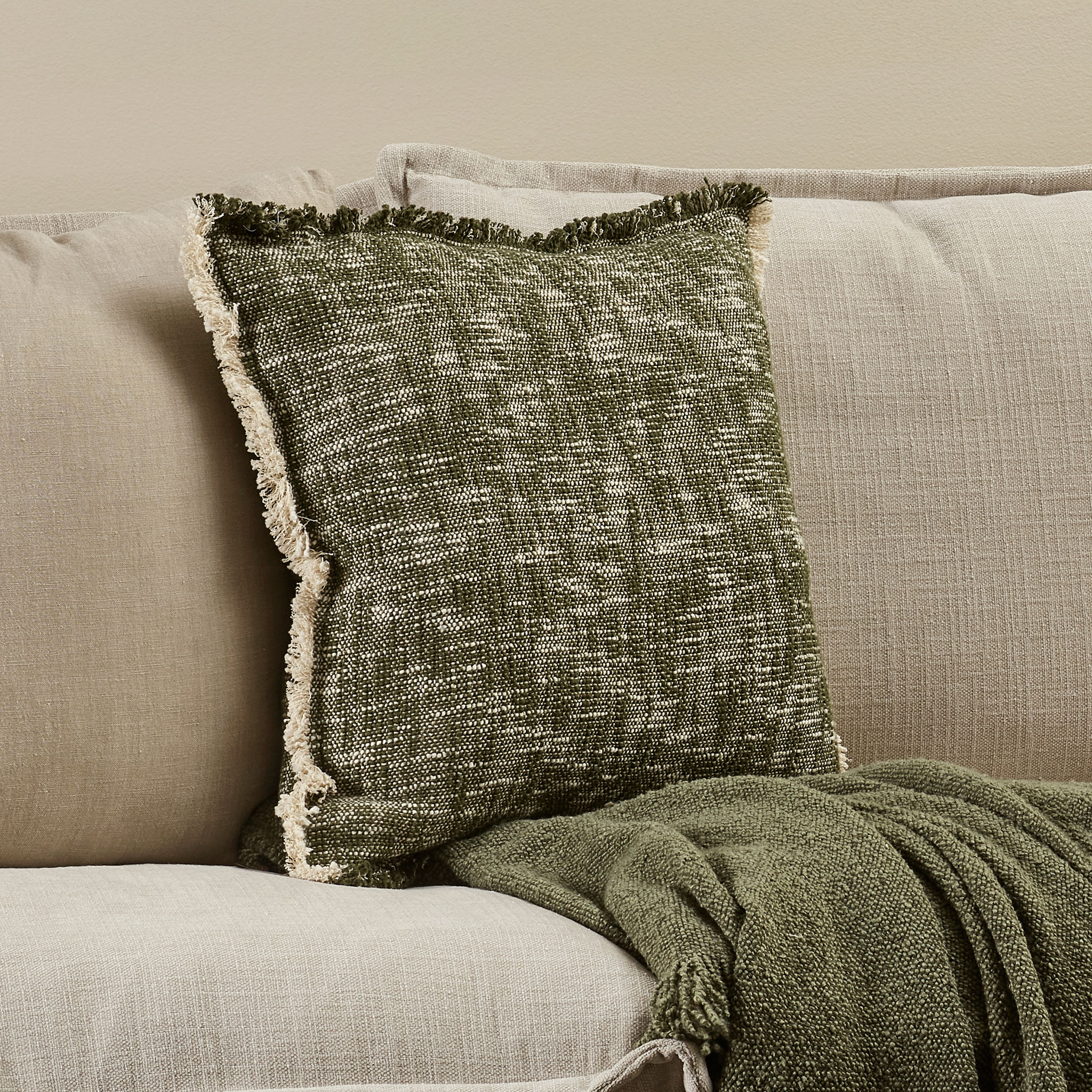 Ollo Arezzo Cushion - Feather Inner, Olive