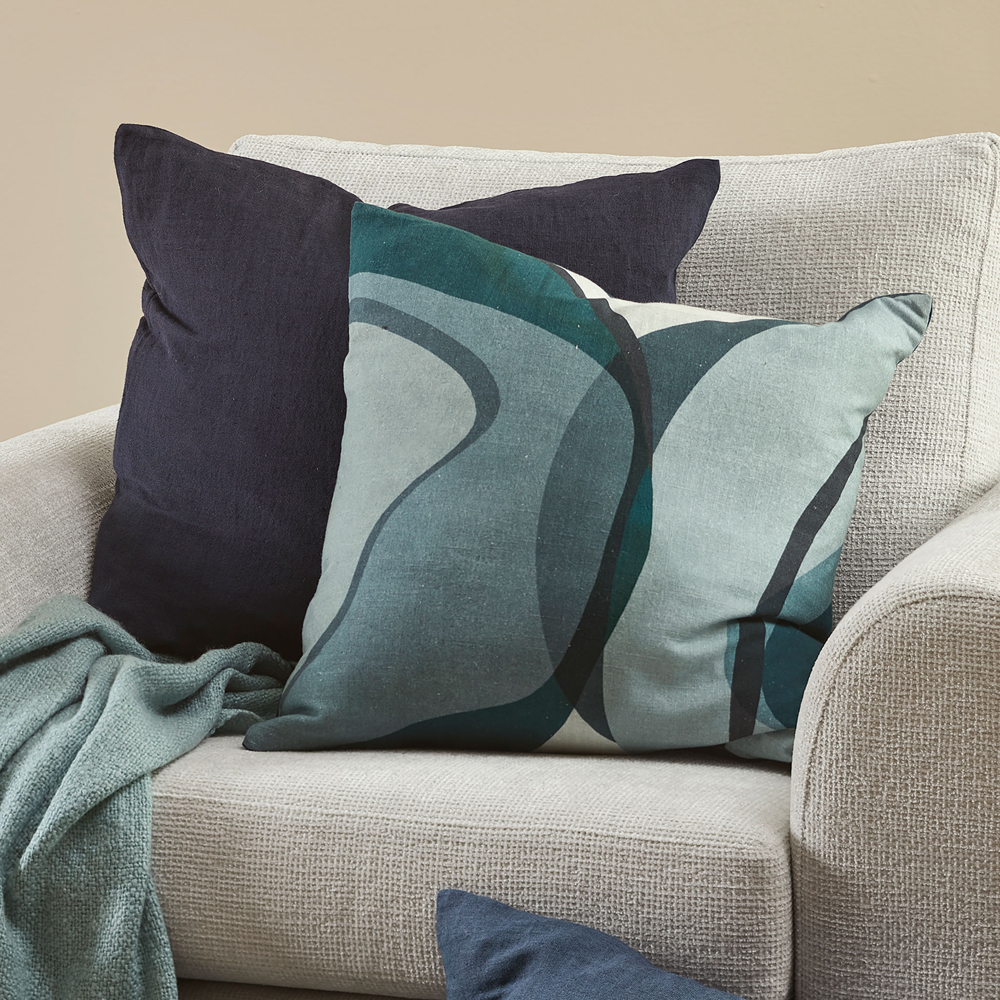 Ollo Aquarelle Cushion - Feather Inner, Diesel