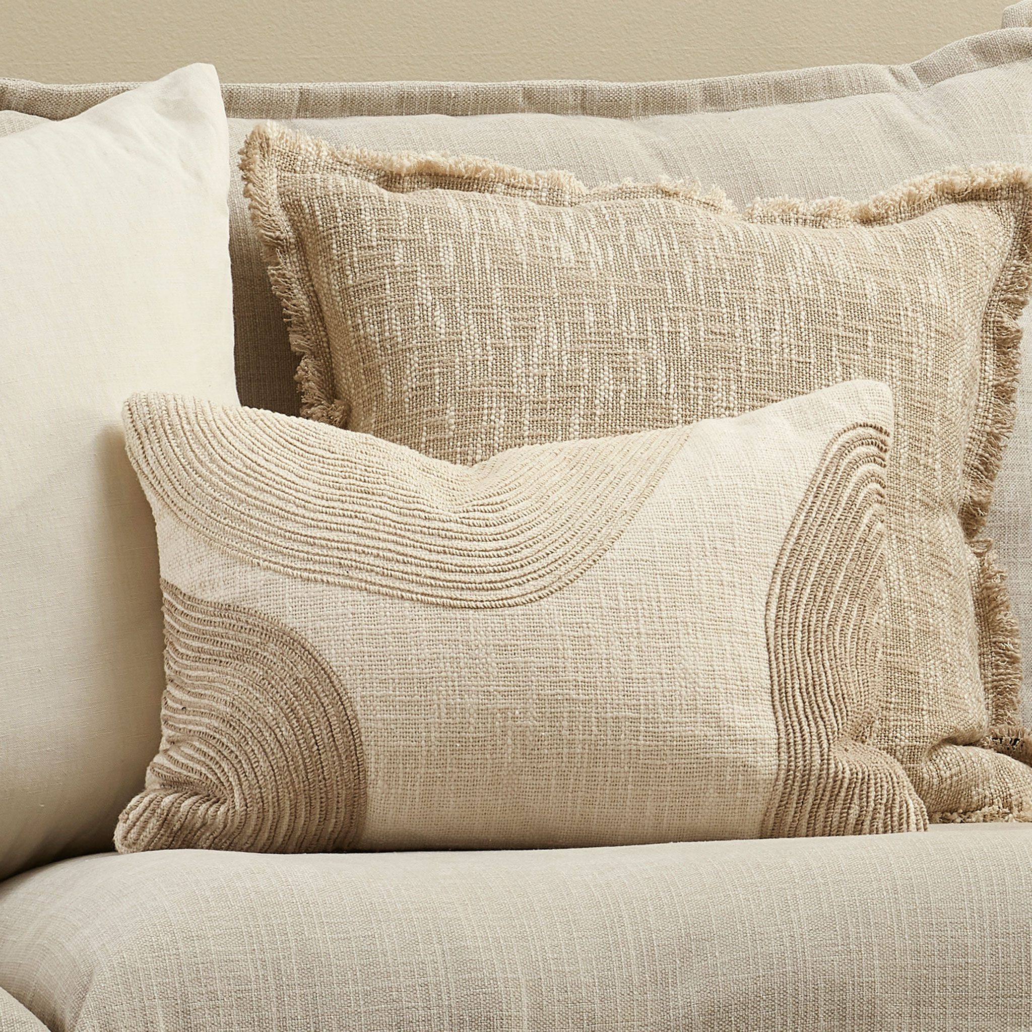 Ollo Amber Cushion - Feather Inner, Ivory