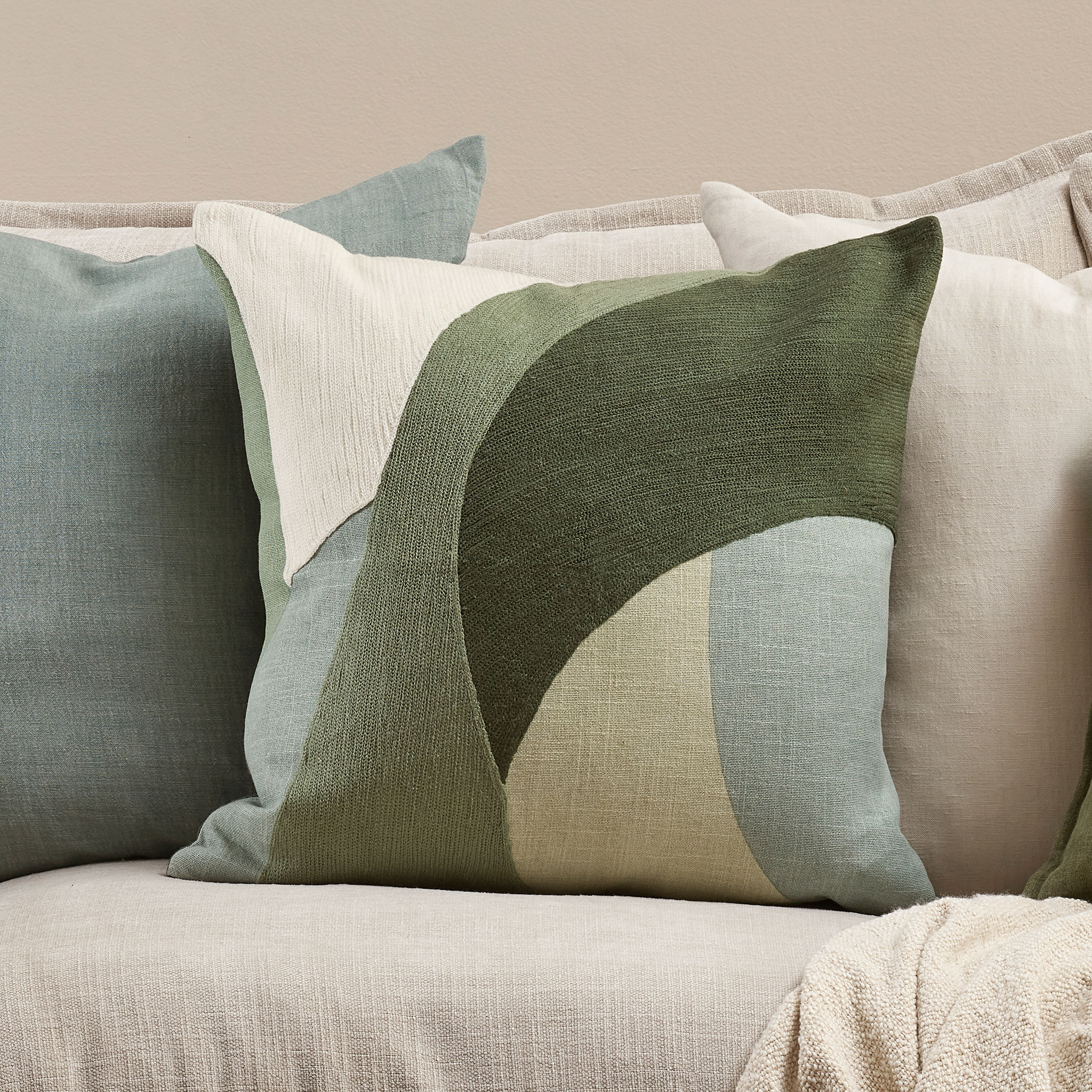 Ollo Ellis Cushion - Feather Inner, Olive