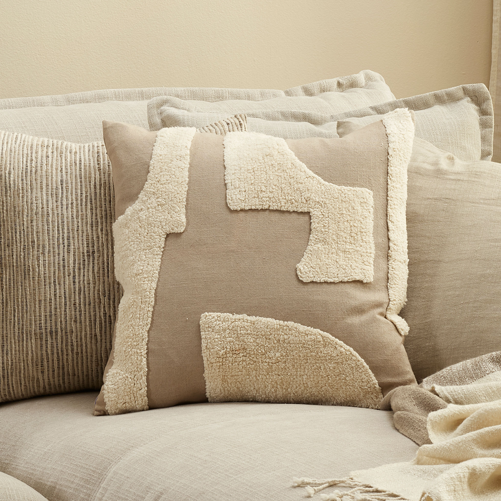 Ollo Mezze Cushion - Feather Inner, Taupe