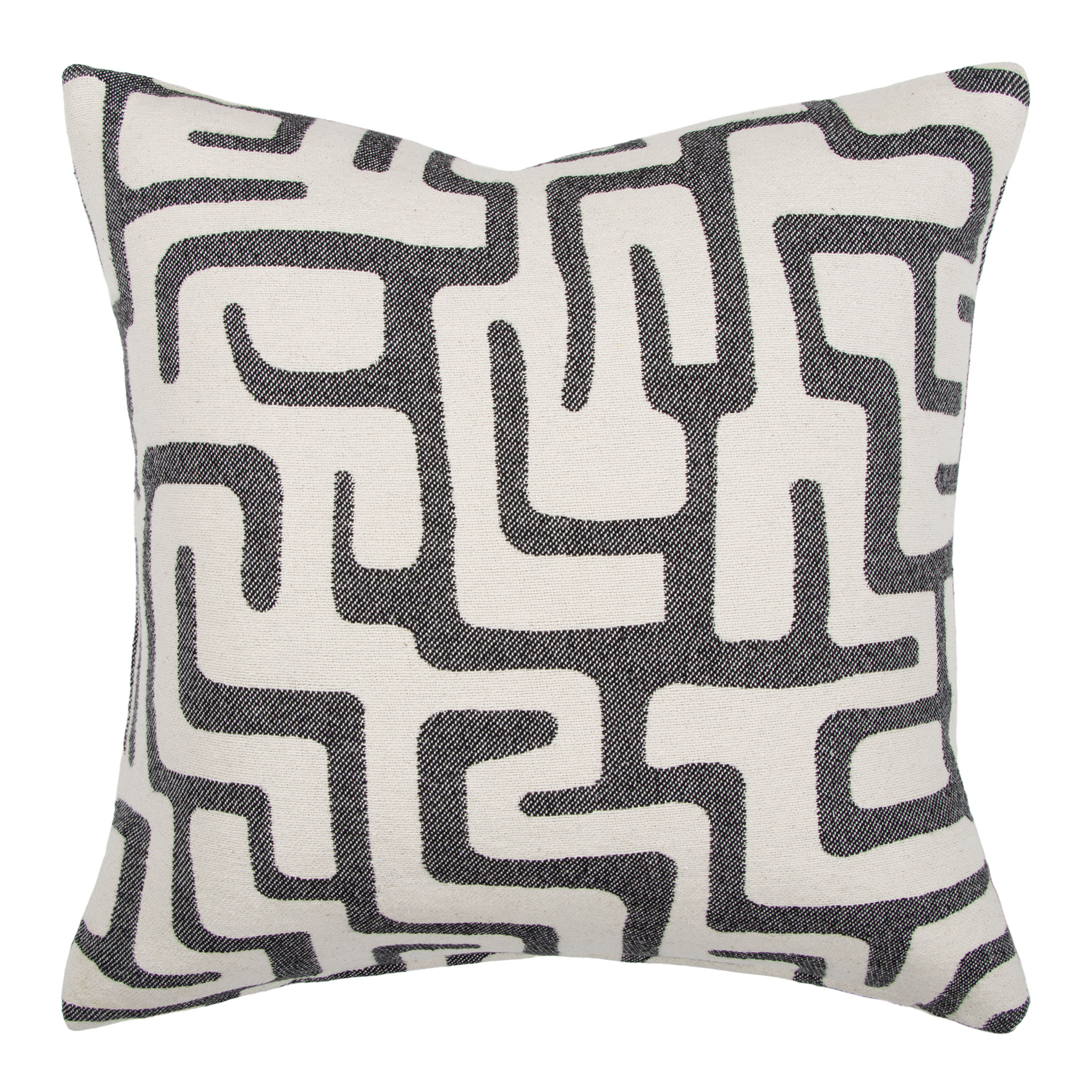 Ollo Luxor Cushion - Feather Inner, Ecru/Black