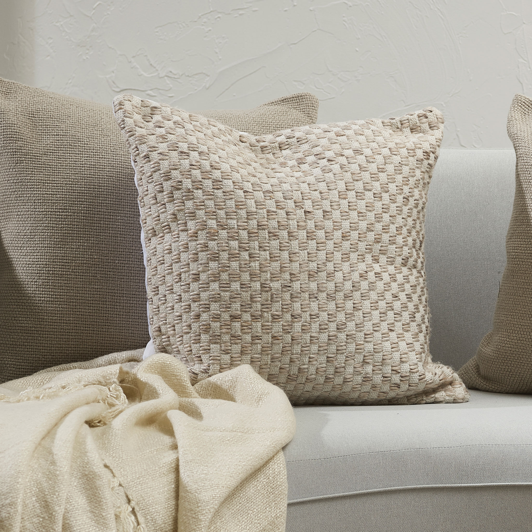 Ollo Pearce Outdoor Cushion - Poly Inner, Taupe/Ivory
