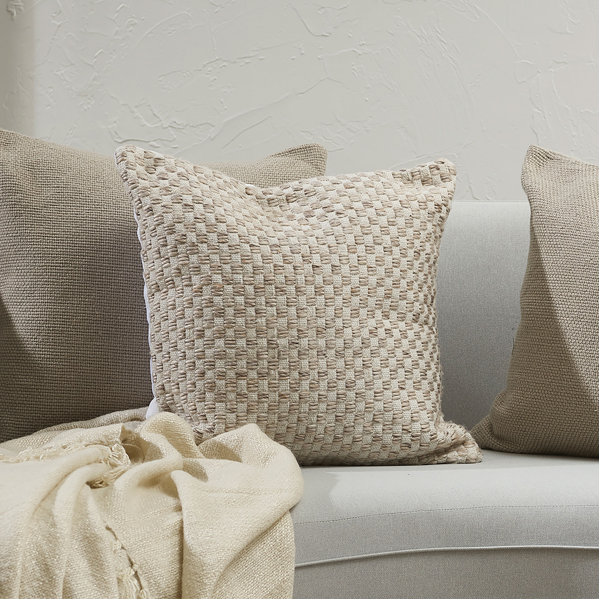 Ollo Pearce Outdoor Cushion - Poly Inner, Taupe/Ivory