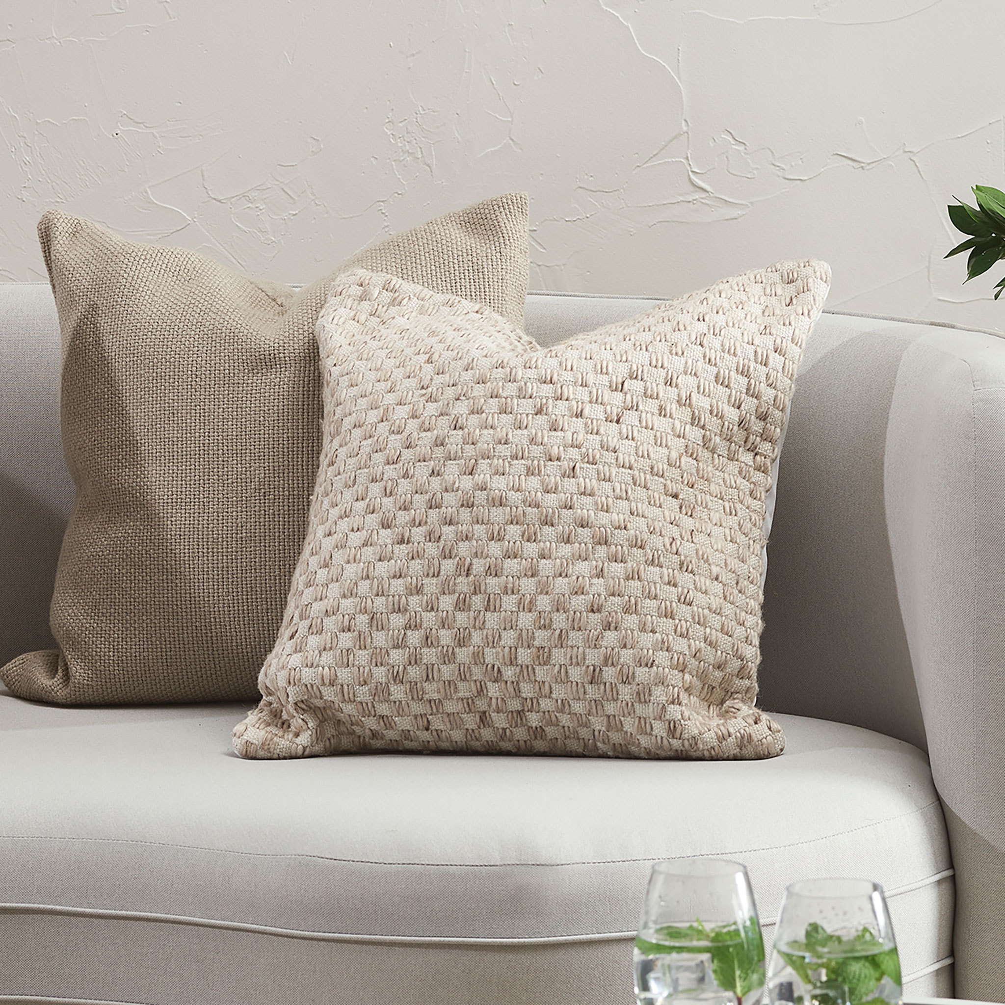 Ollo Pearce Outdoor Cushion - Poly Inner, Taupe/Ivory