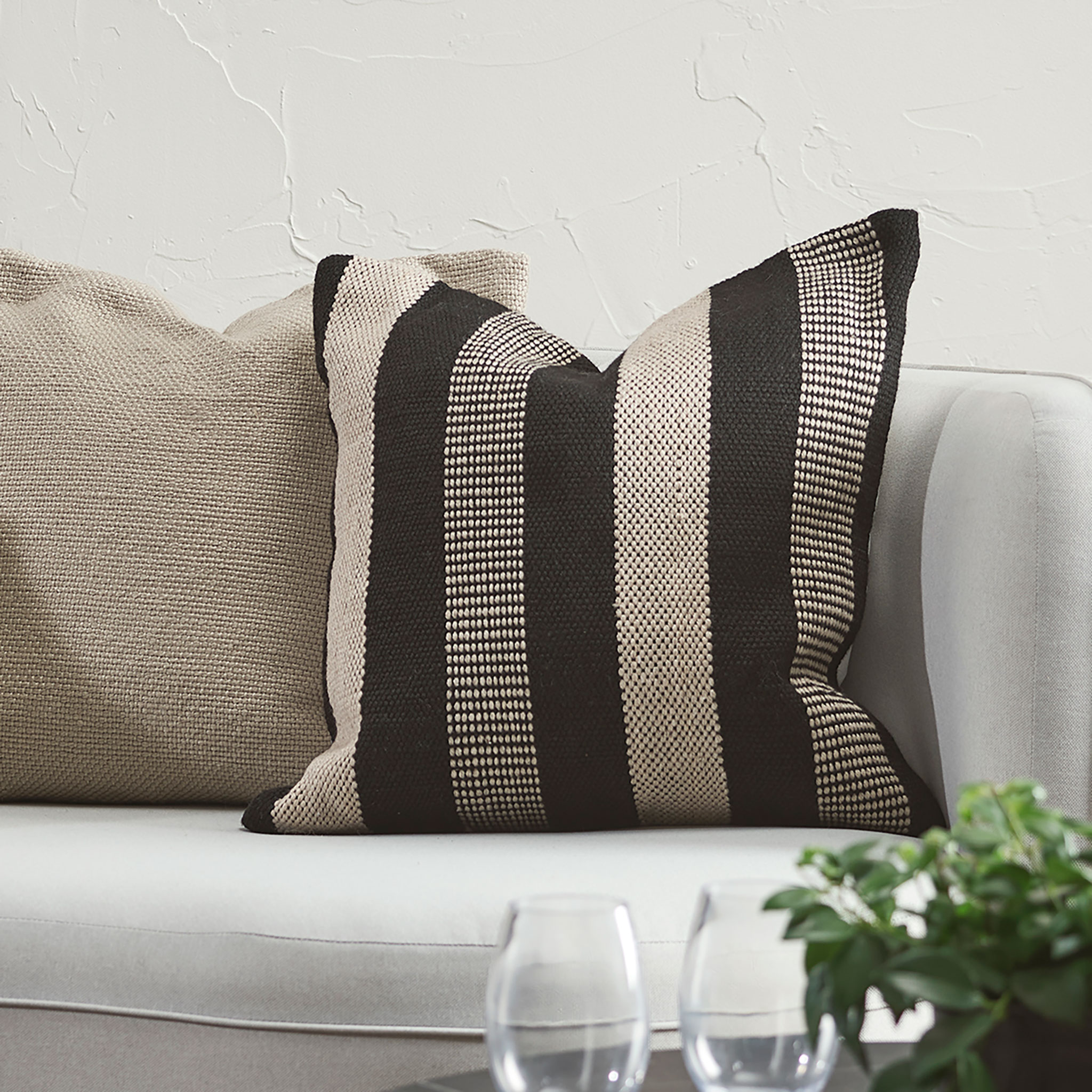 Ollo Easton Outdoor Cushion - Poly Inner, Black/Taupe