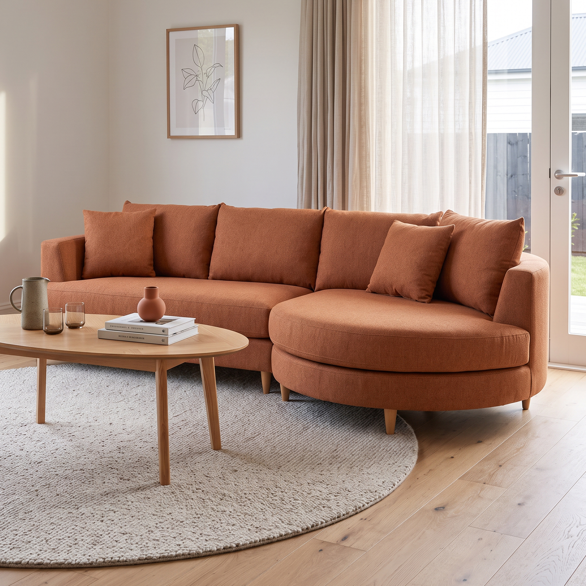 Neve Chaise Sofa, Rust