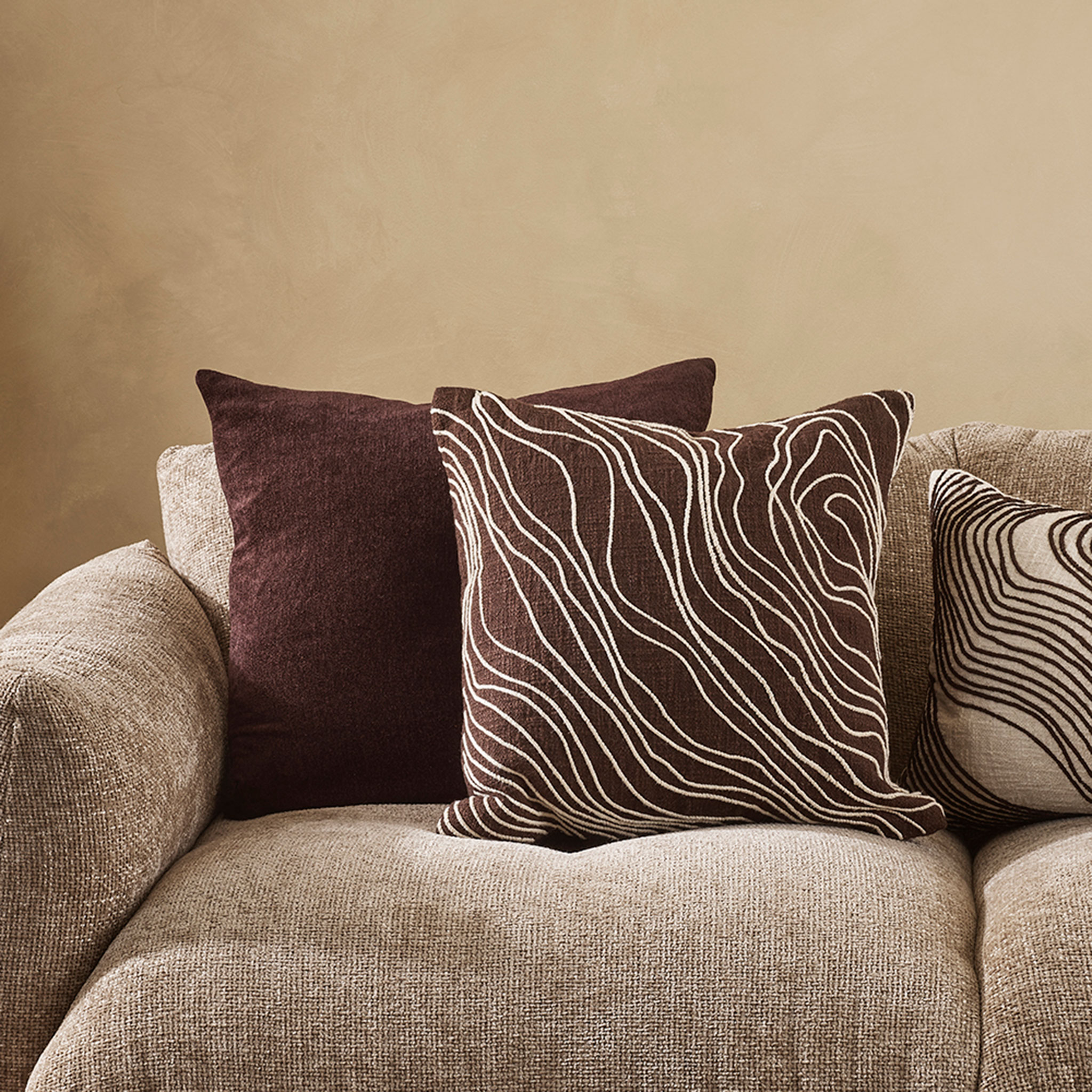 Ollo Elise Feather Inner Cushion, Chocolate/Ivory