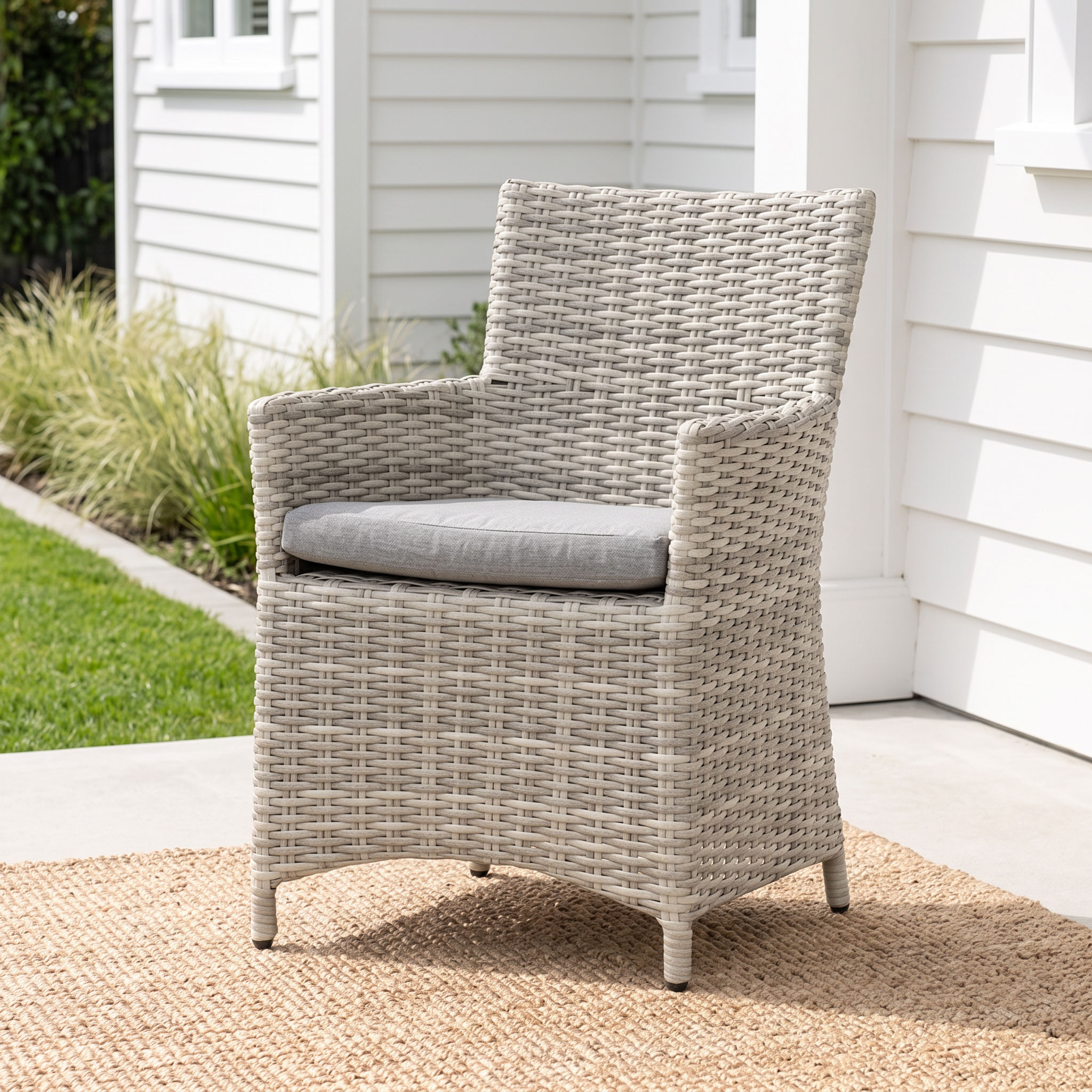 Capri Outdoor Dining Chair, Grey/White