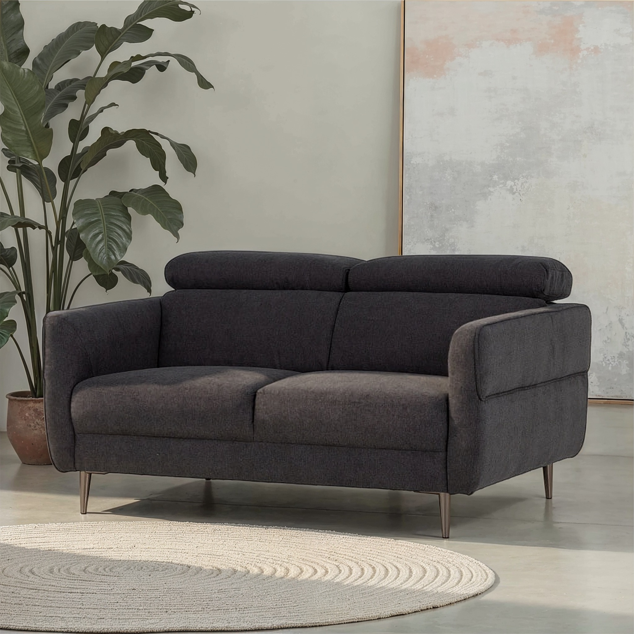 Kiera 2 Seater Sofa, Charcoal