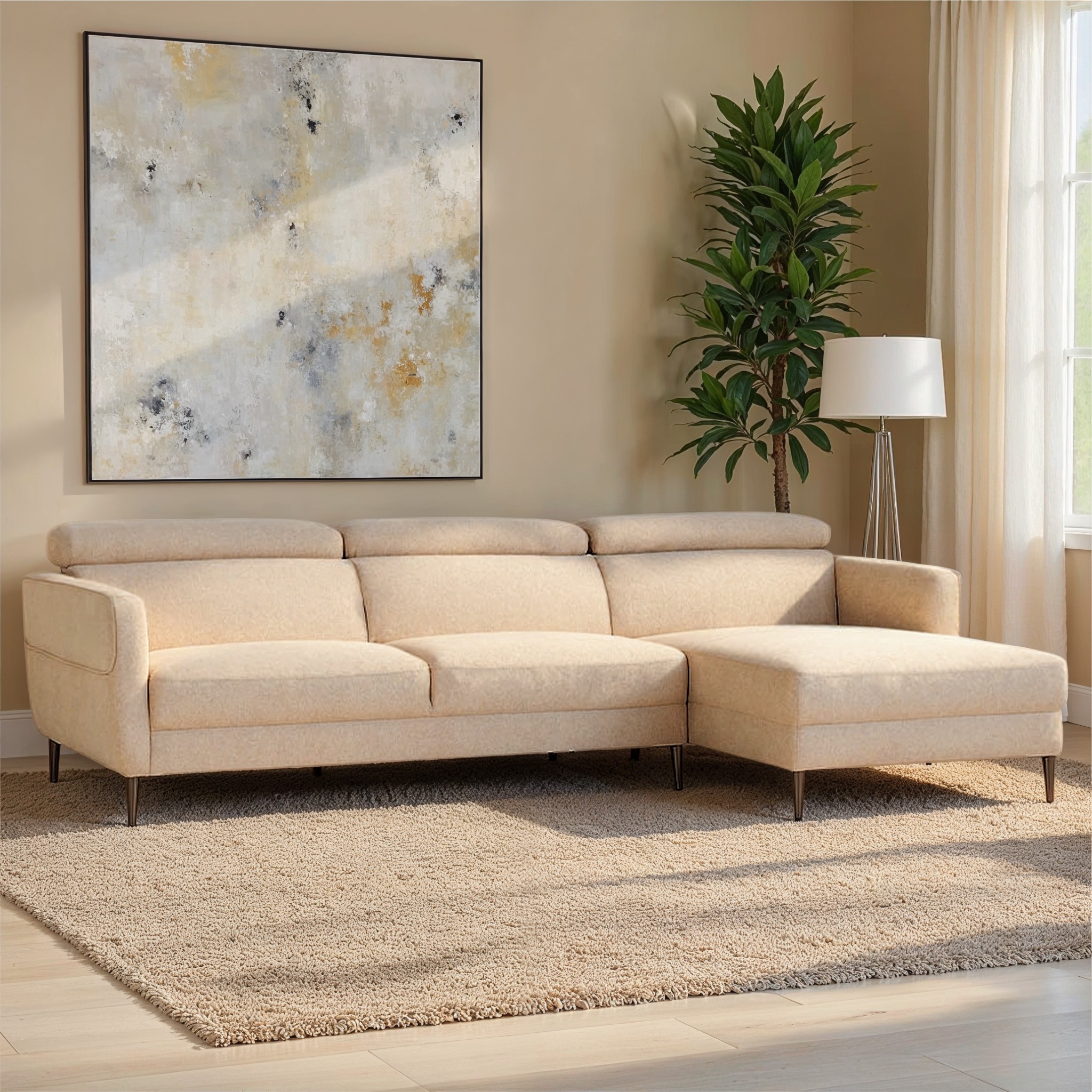 Kiera Chaise Sofa, Oatmeal